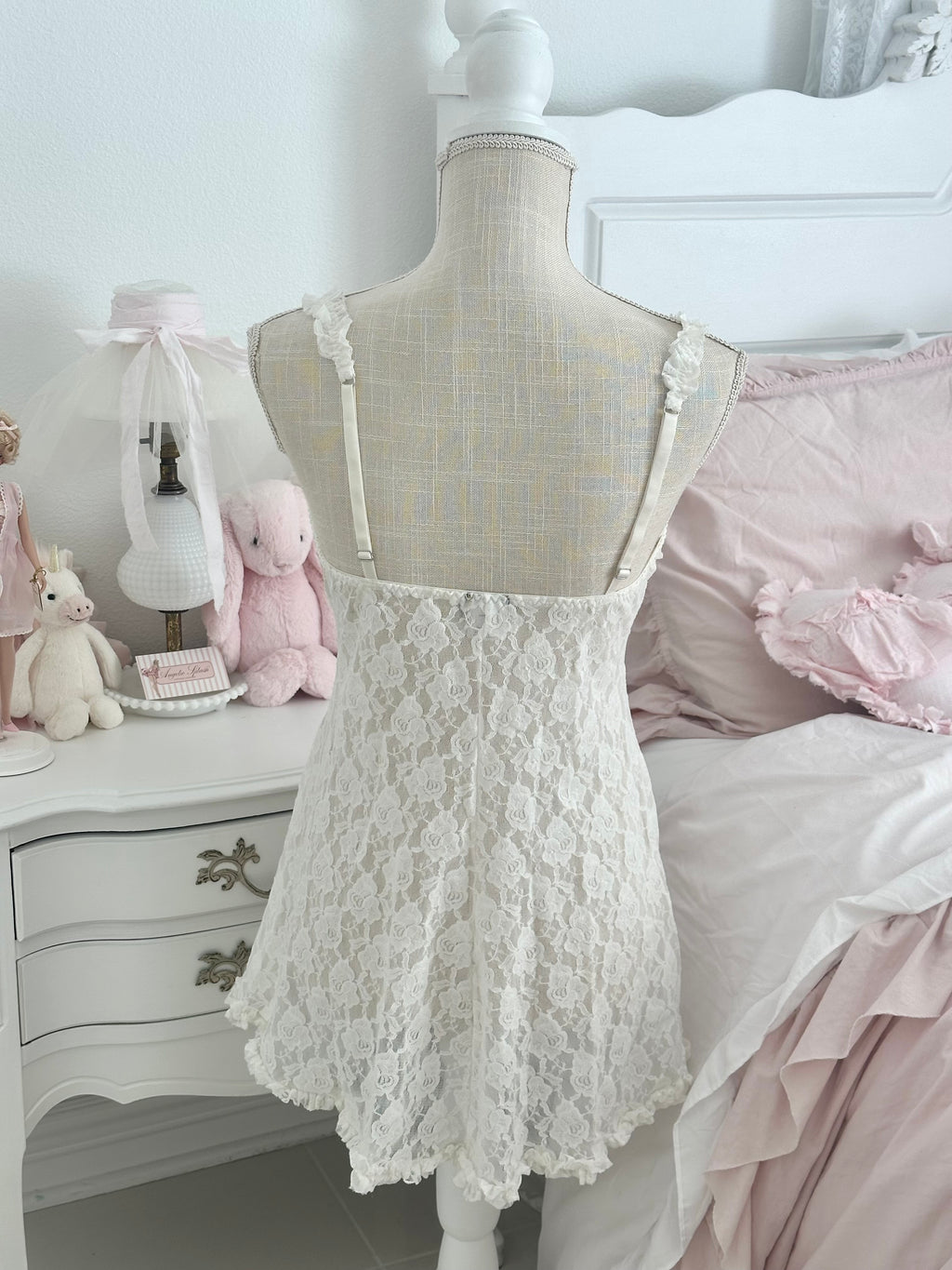 Vintage Cinema Etoile White Babydoll Slip Dress Size: M