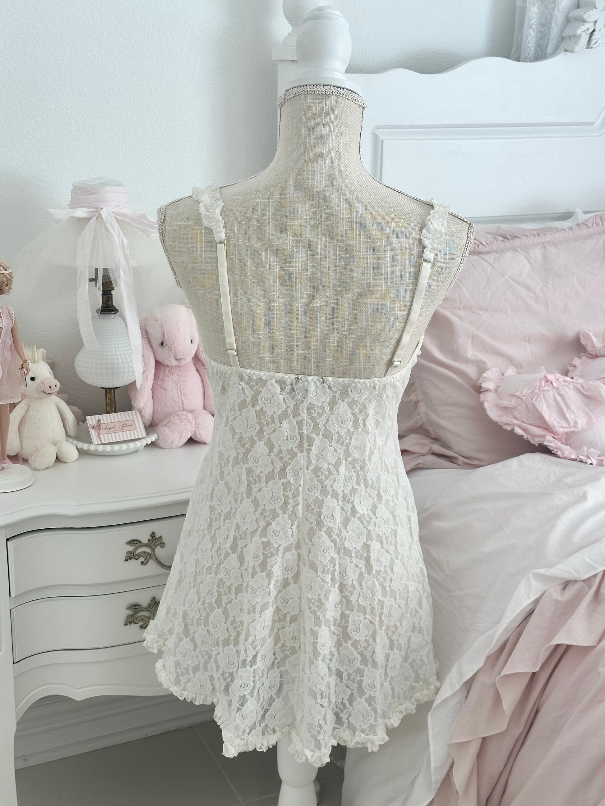 Vintage Cinema Etoile White Babydoll Slip Dress Size: M