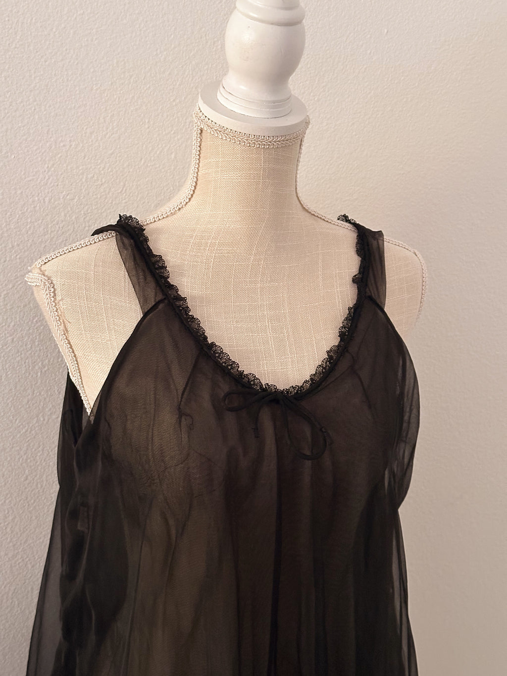 1950s black sheer nightgown