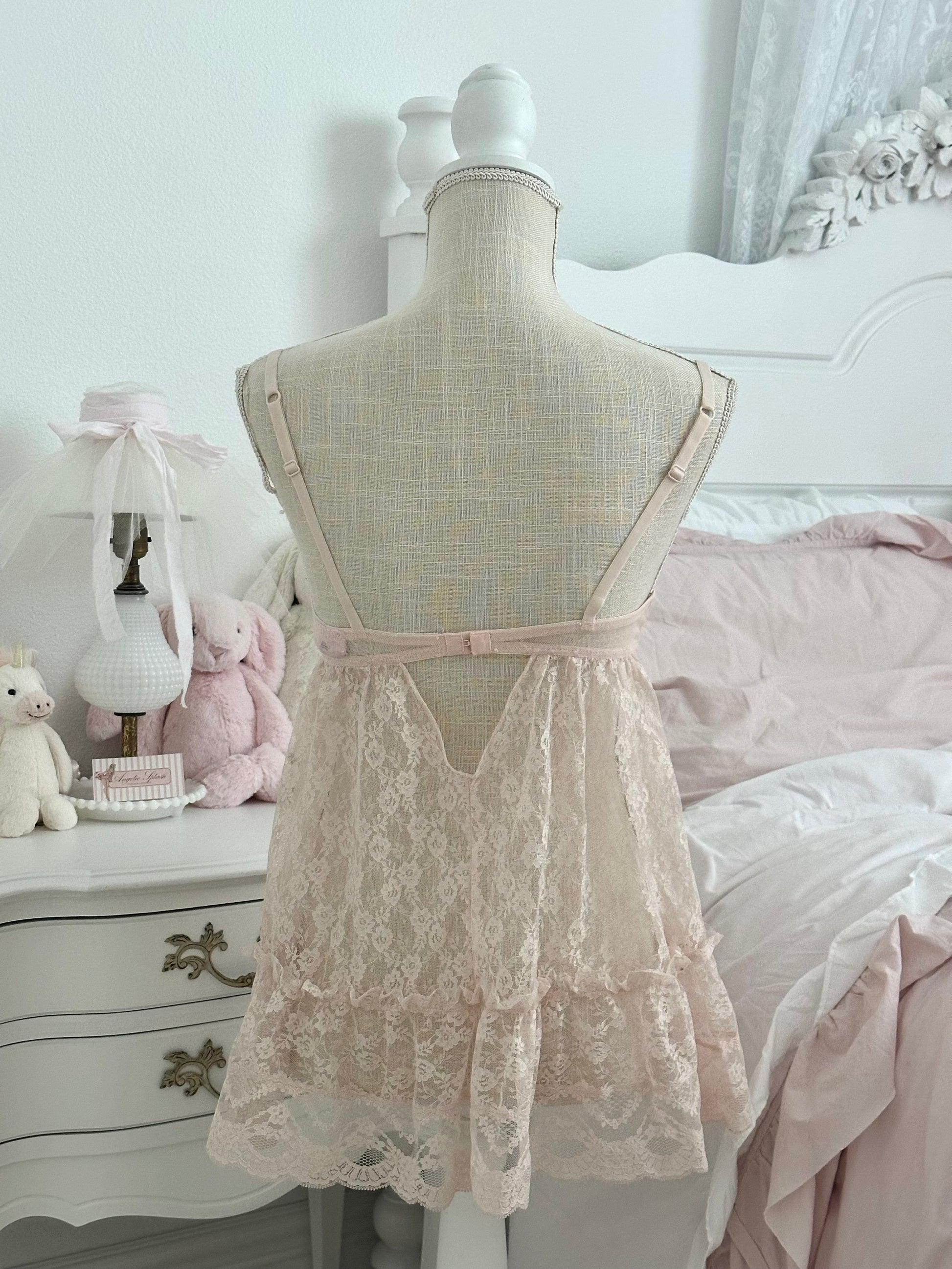 Vintage 2008 Victoria’s Secret Pink Lace Babydoll Top Size: 34C