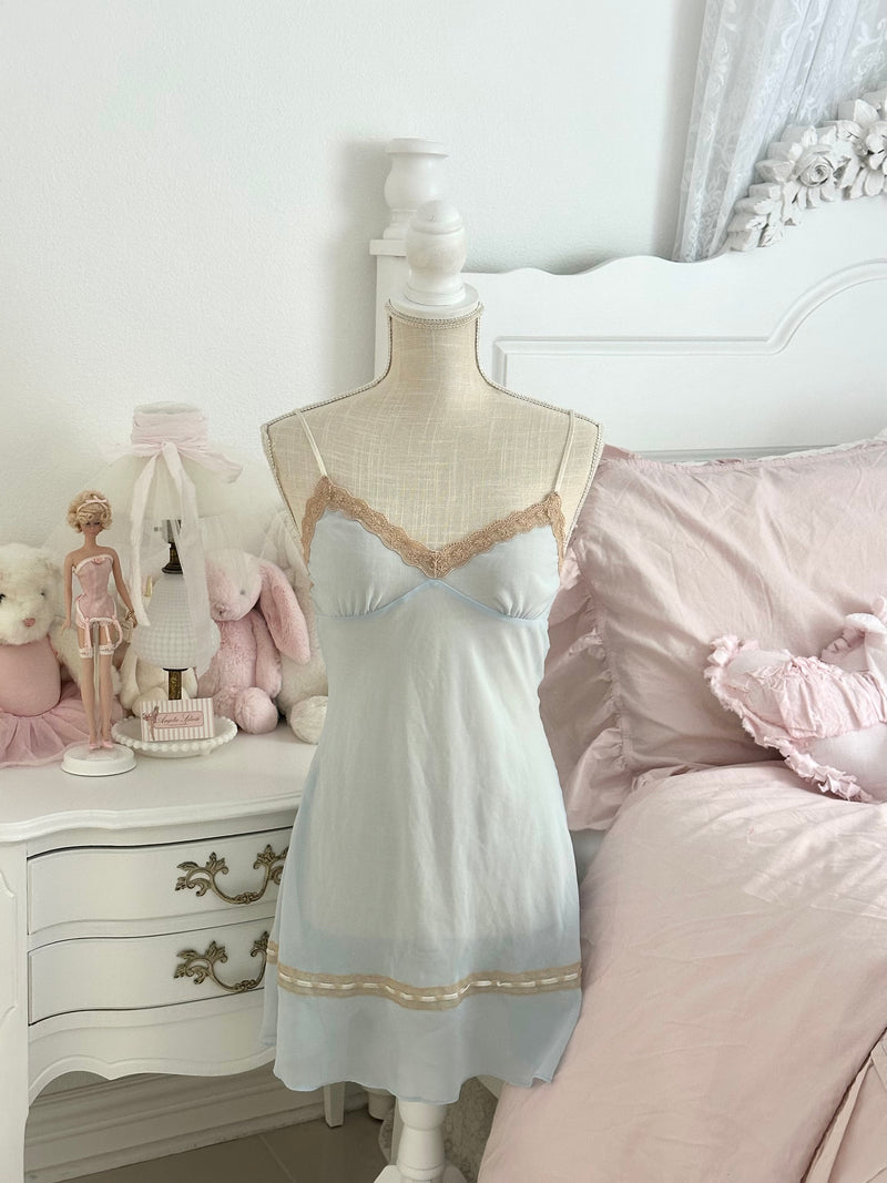 Vintage 2003 Victoria’s Secret Sheer Light Blue Slip Dress Size: XS