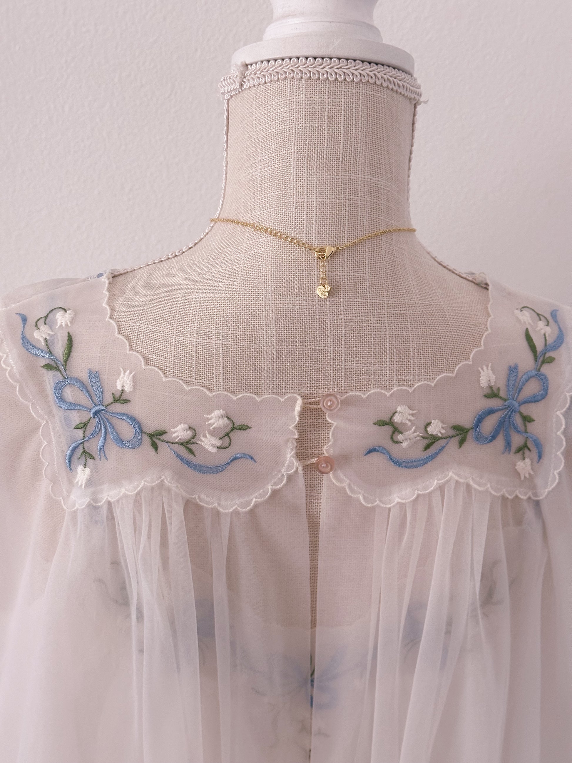 Vintage 1960s peignoir white babydoll dress and matching robe set size: S