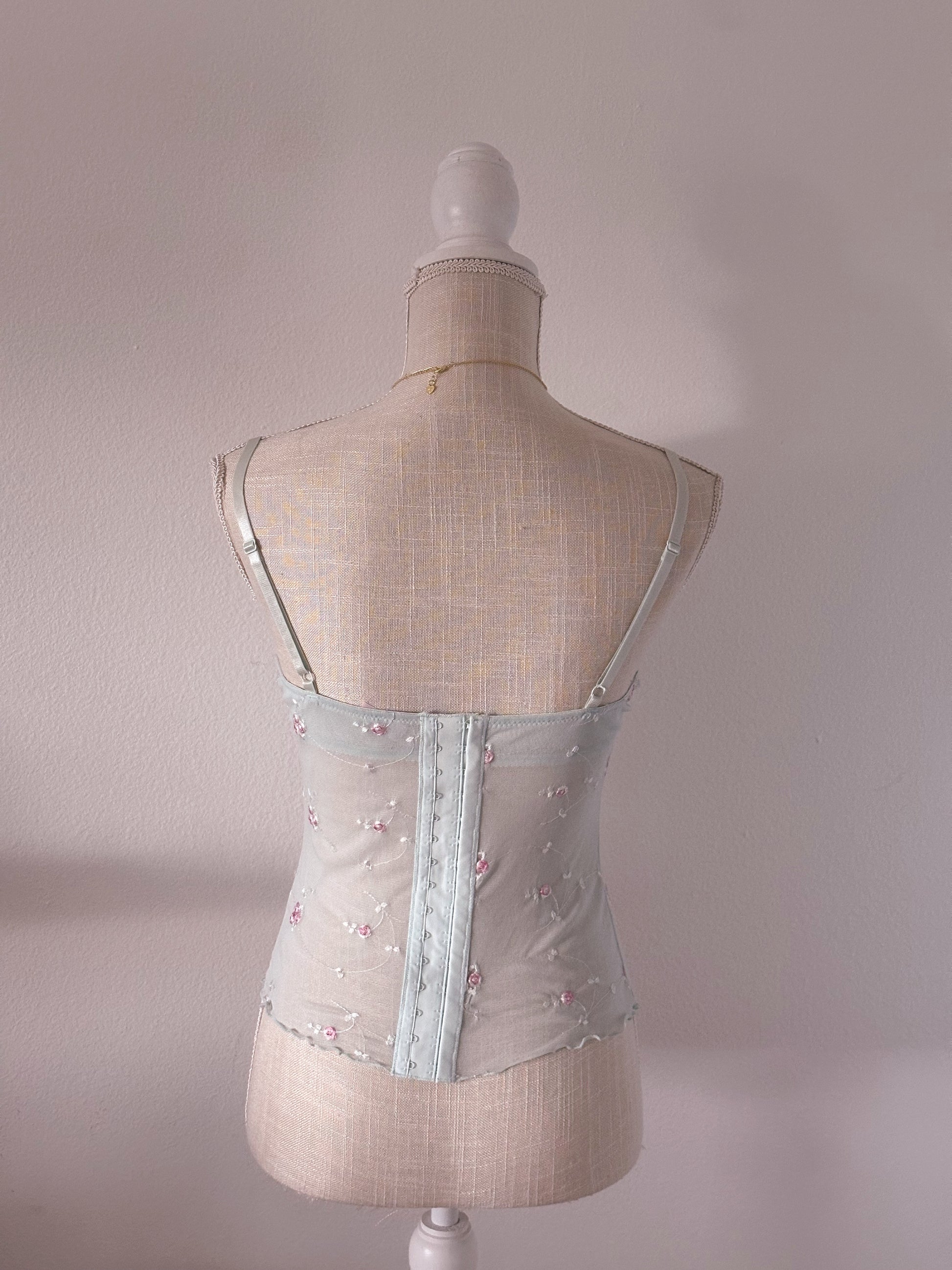Vintage Victoria's Secret blue and pink corset top size: 34 B