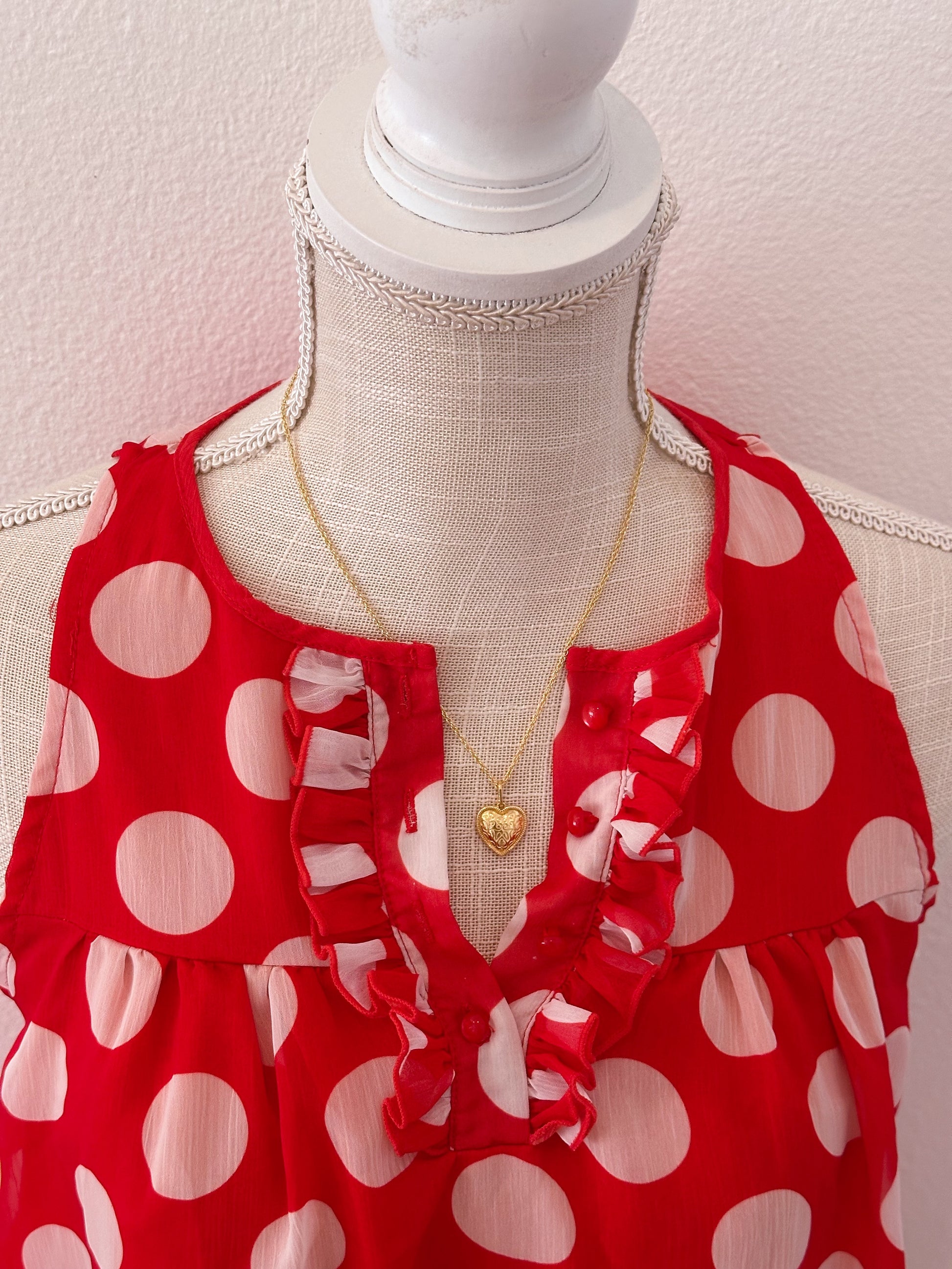 Vintage Blair Waldorf Victoria's Secret red polka dot slip dress Size: S
