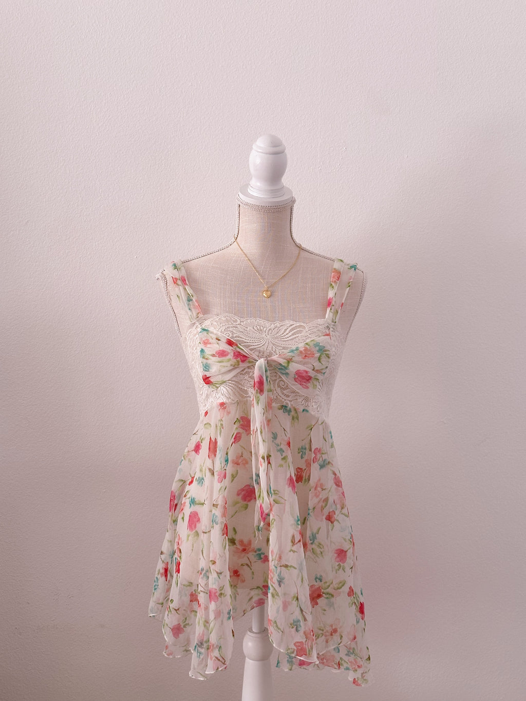 Victoria's Secret vintage Gold tag white floral sheer slip dress