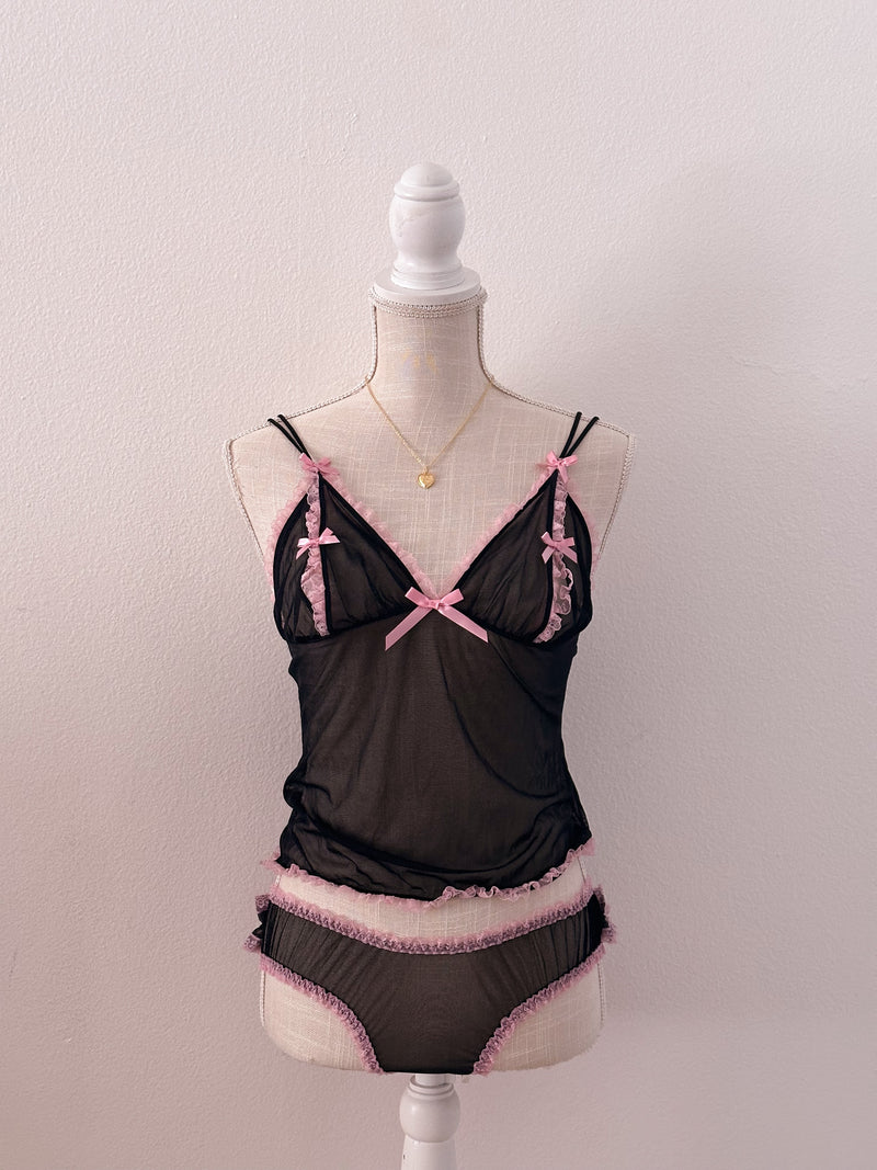 Vintage Victoria's Secret Black two-piece lingerie set Size: M