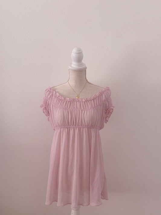Vintage Victoria's Secret Sheer pink Babydoll slip dress size: S