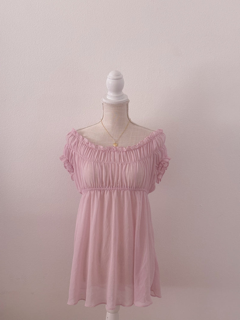 Vintage Victoria's Secret Sheer pink Babydoll slip dress size: S