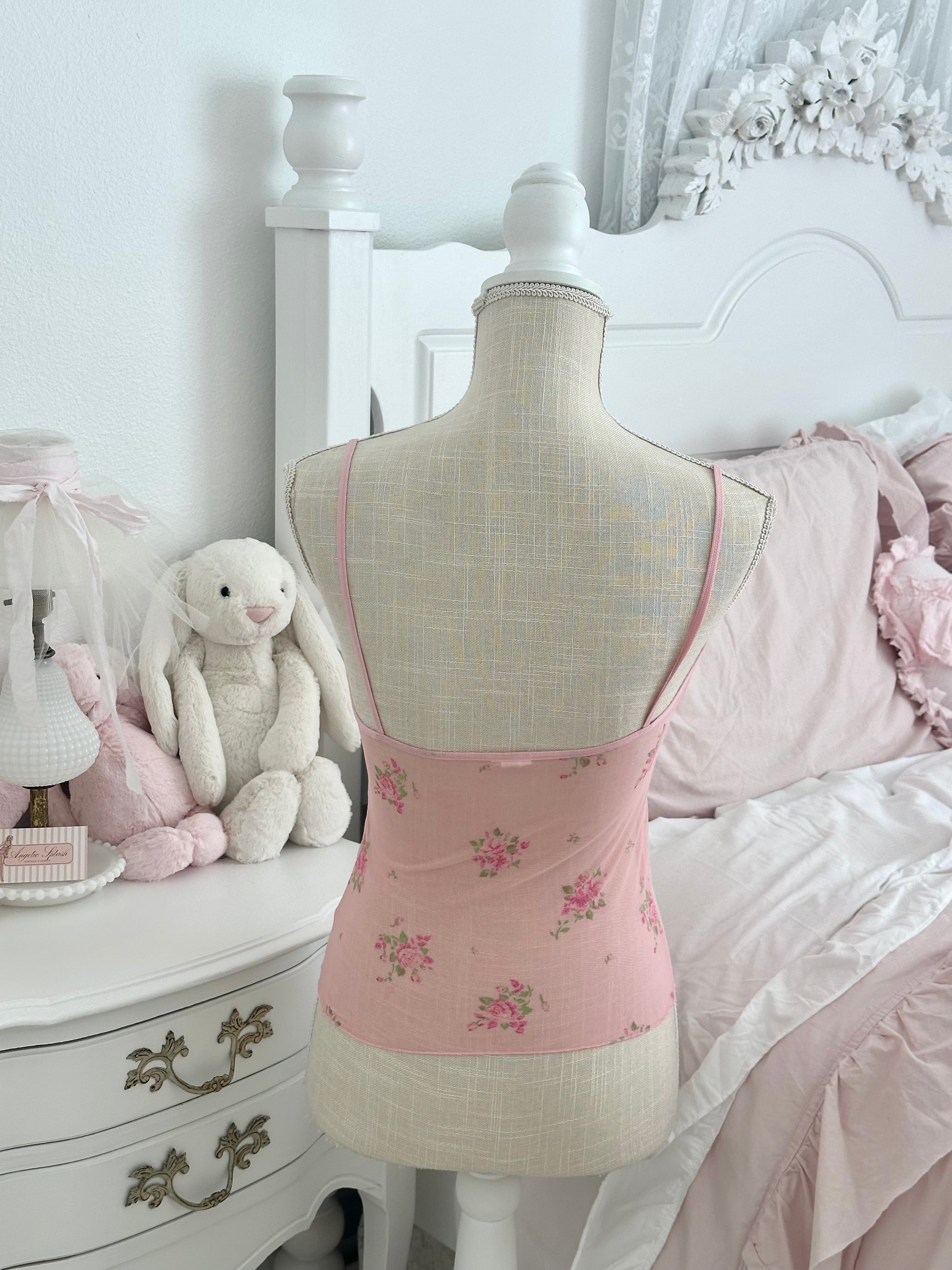Vintage Y2K Old Navy Pink Sheer Shabby Chic Cami Top Size: S