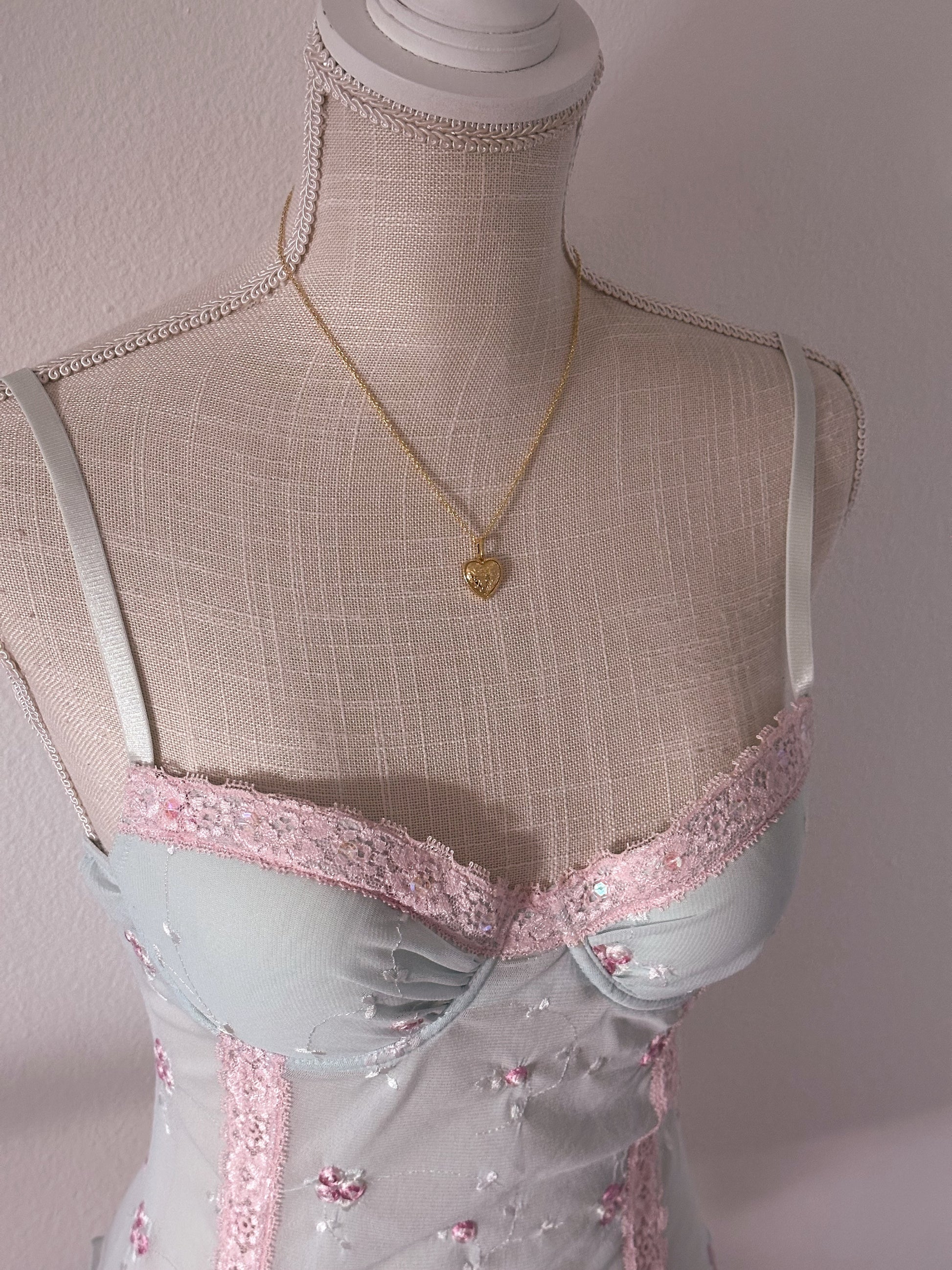 Vintage Victoria's Secret blue and pink corset top size: 34 B