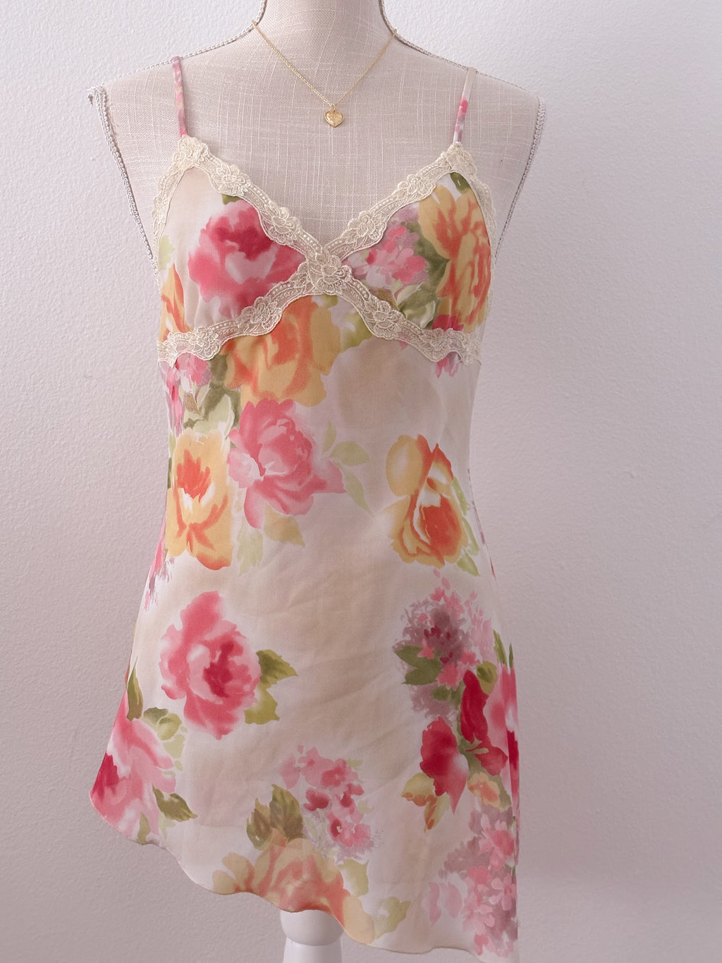 Vintage Victoria's Secret asymmetrical floral cami babydoll size: S
