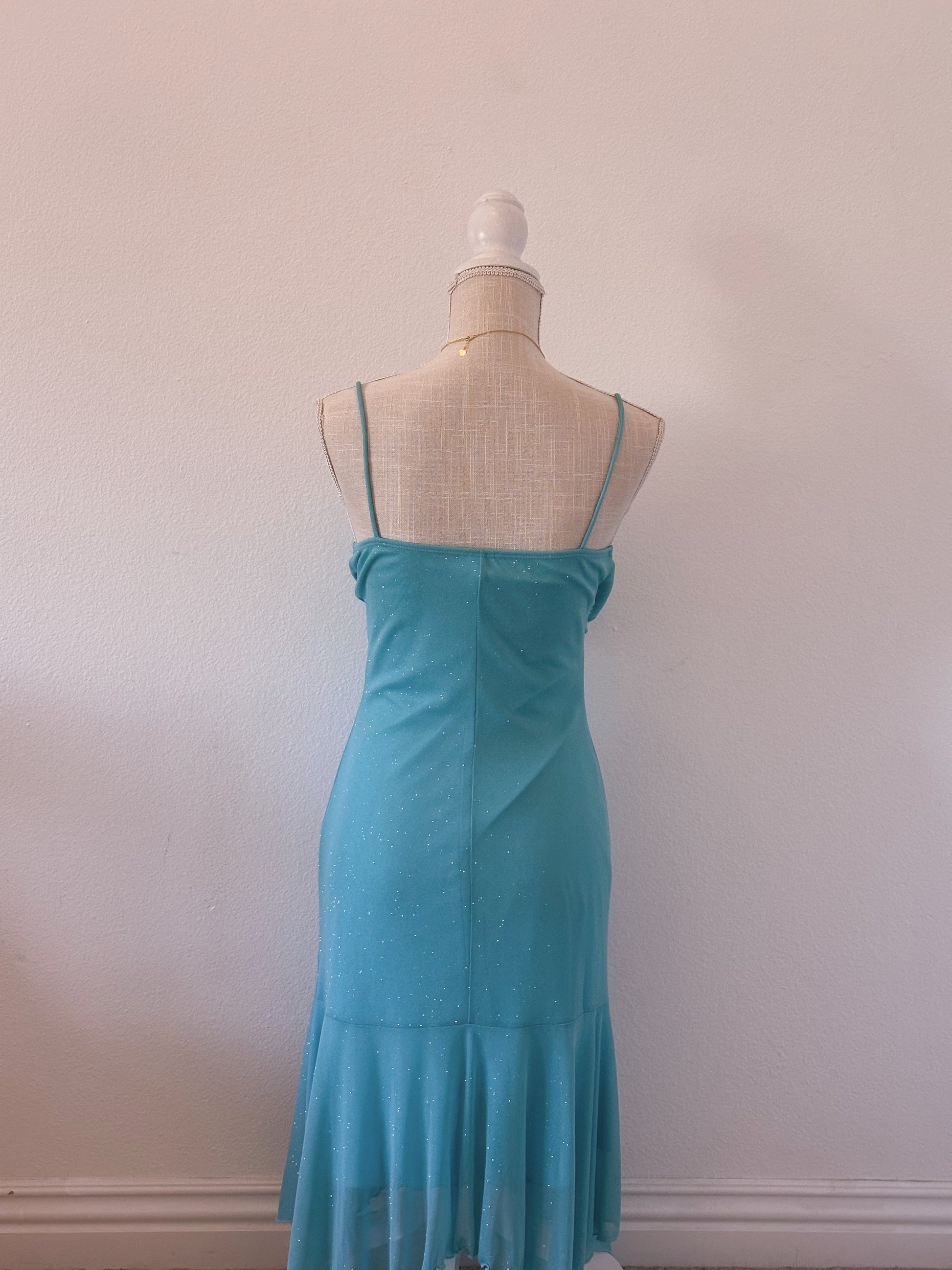 Vintage 1990s Taboo sparkly light blue formal midi dress size: M