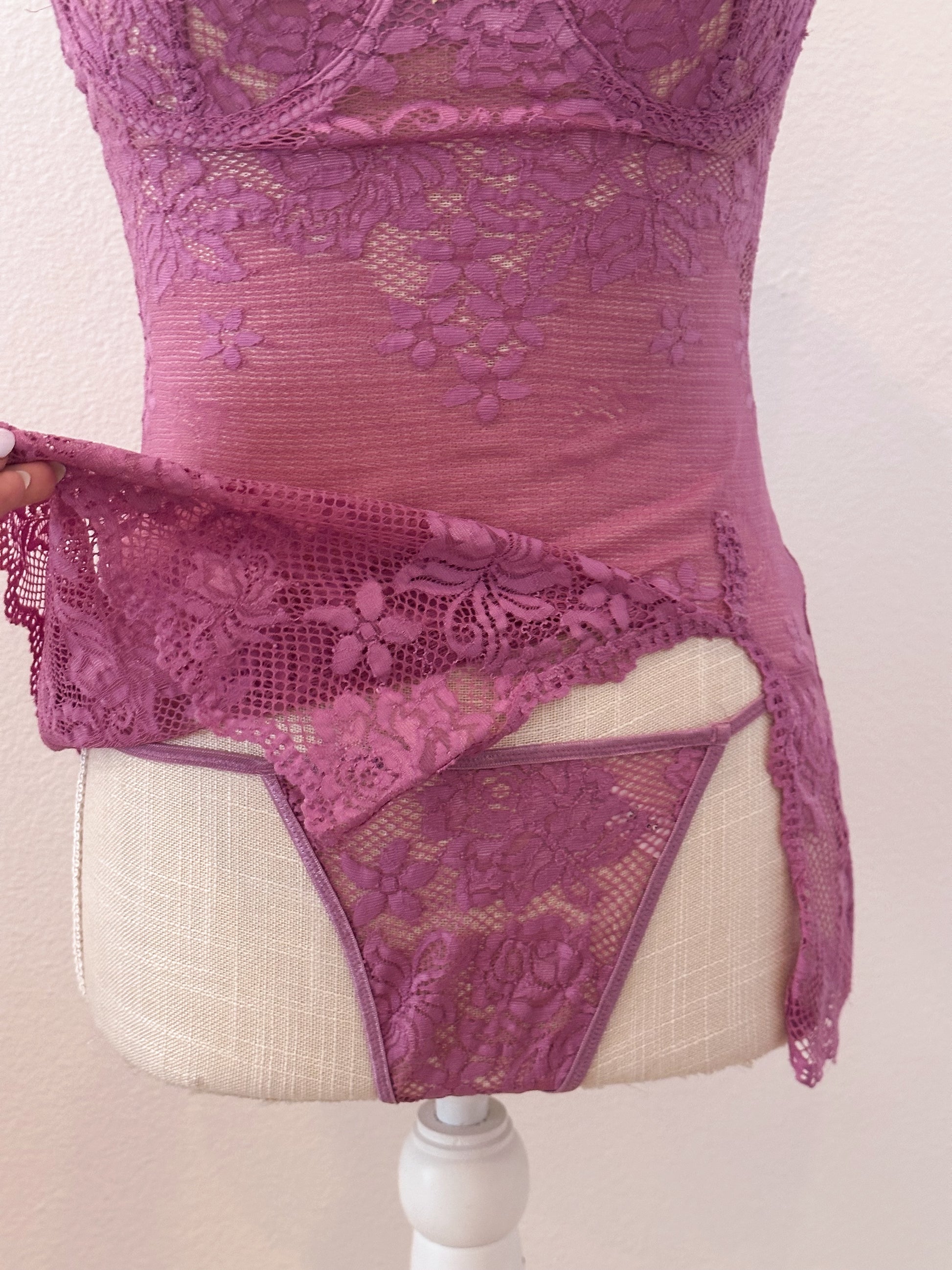 Vintage Victoria's Secret purple baby doll two piece set Size: XS