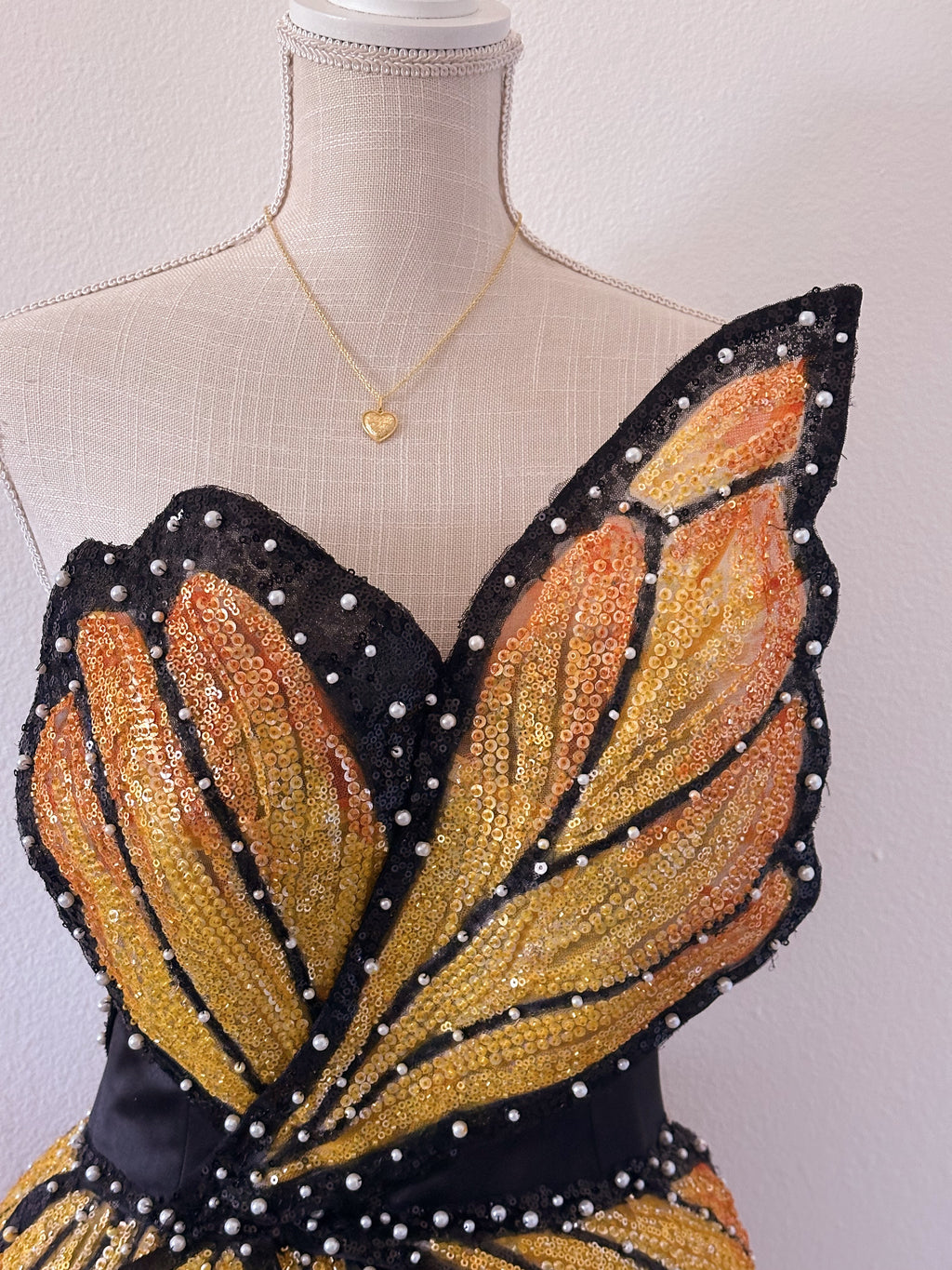 Handmade bedazzled mini butterfly formal dress Size: S