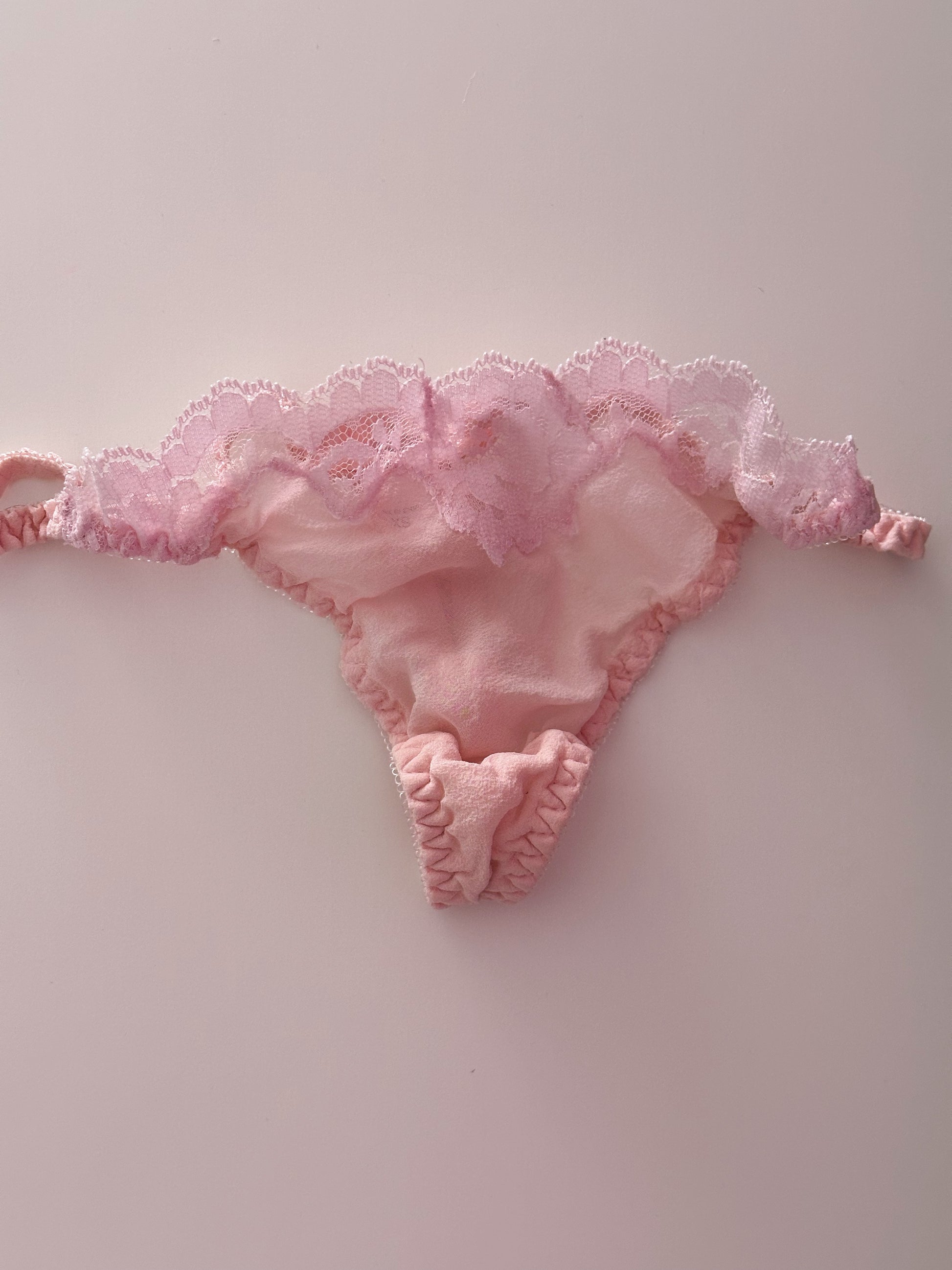 Vintage Victoria's Secret pink sheer baby doll slip set dress size: xs