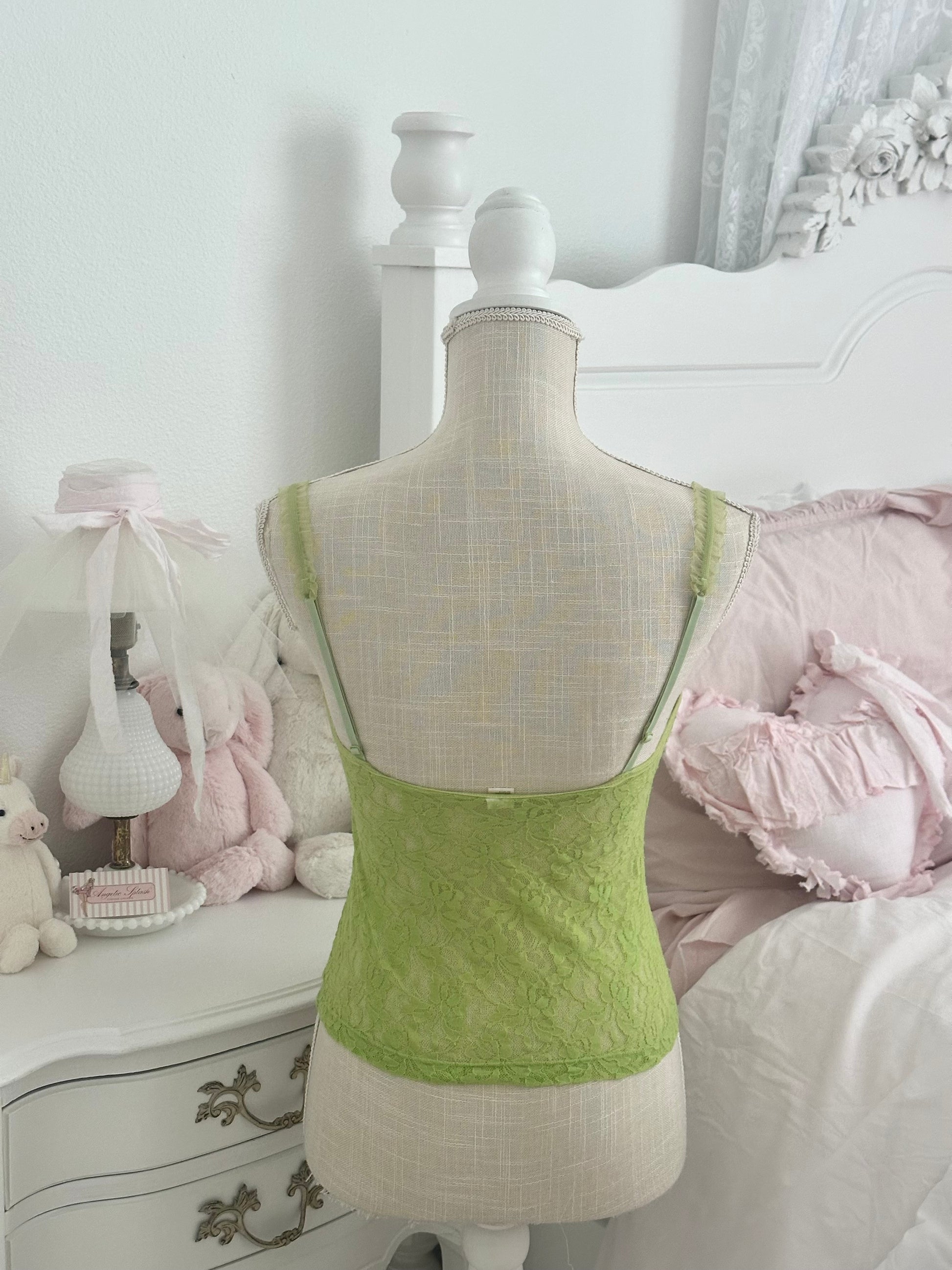Vintage matcha green bustier corset cami top size: 36 C