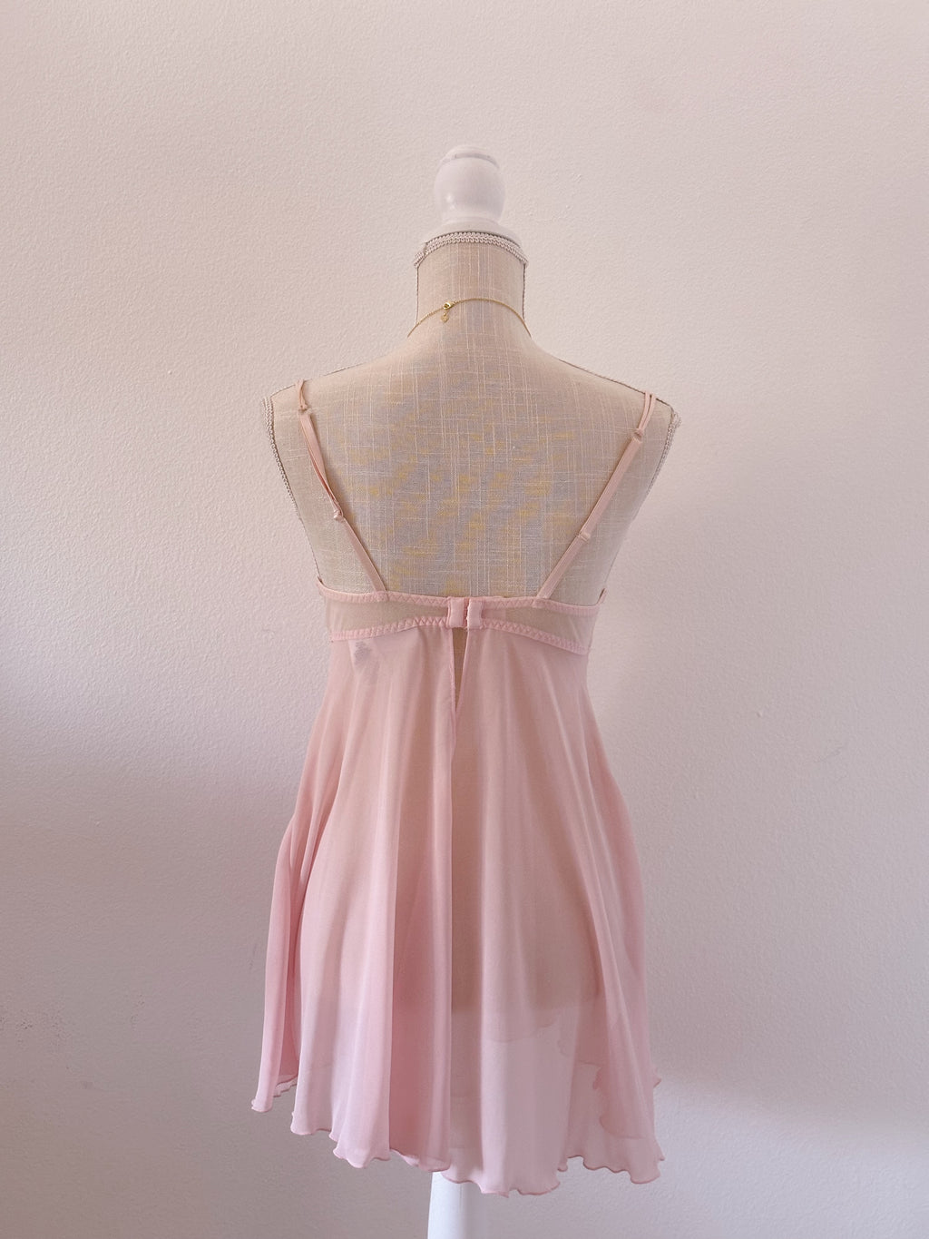 Vintage pink delicates garden fairy babydoll slip dress