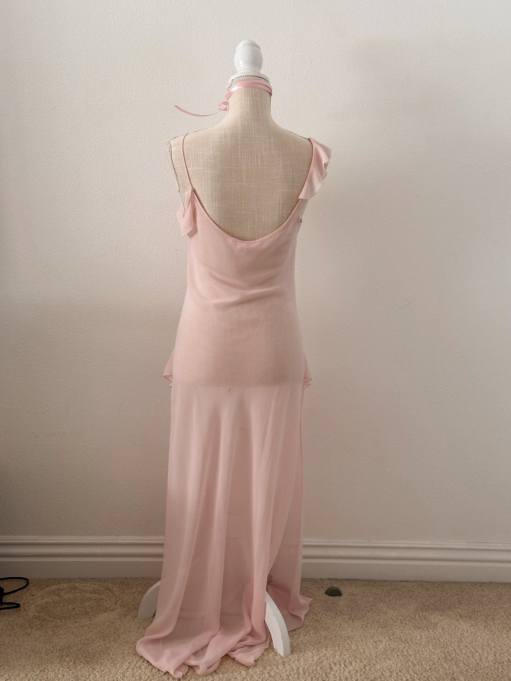 Vintage Victoria's Secret maxi long sheer mesh pink slip dress nightgown from 2004