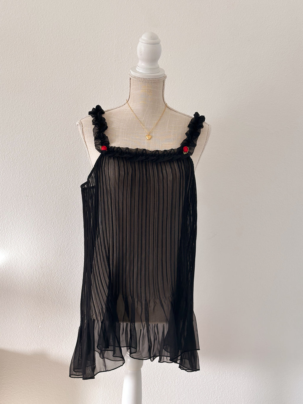 Vintage Victoria's Secret Black Sabrina Carpenter pleated slip dress