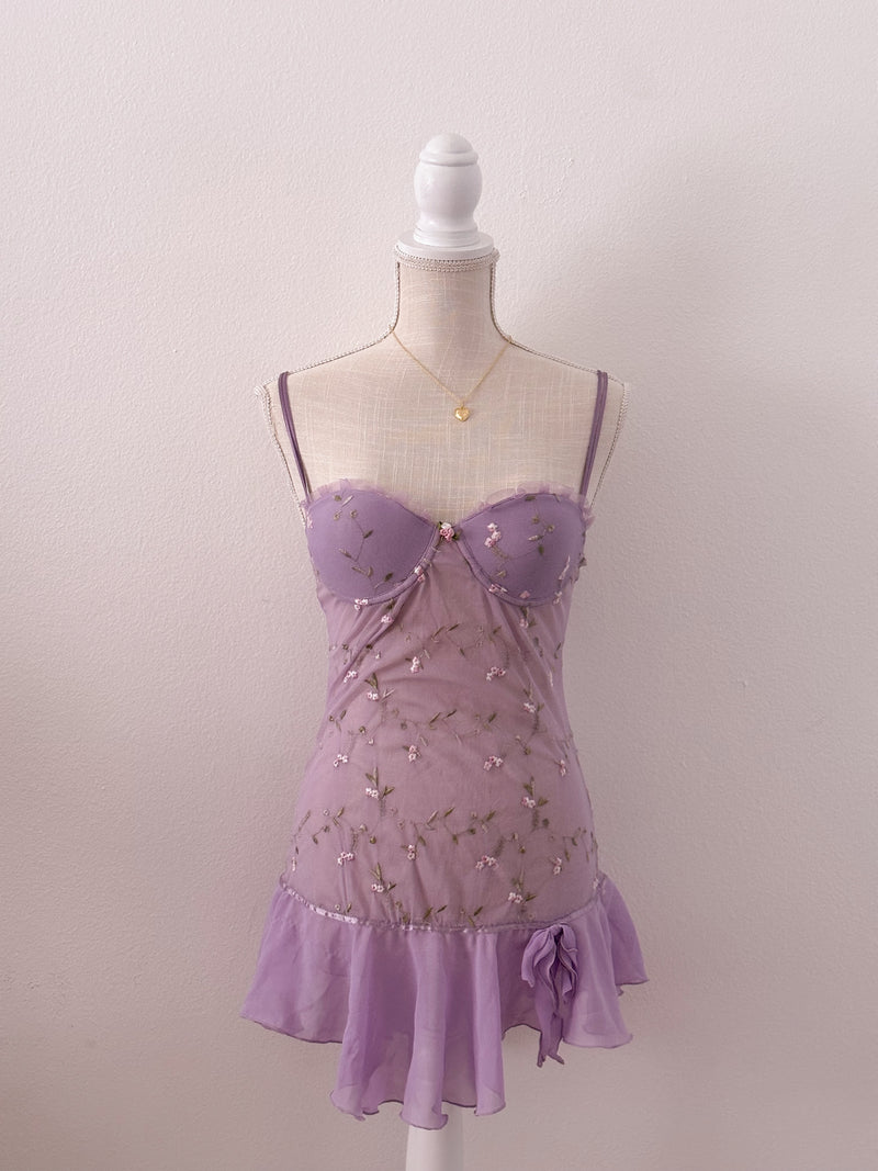 Vintage purple sheer Rapunzel slip dress size: S