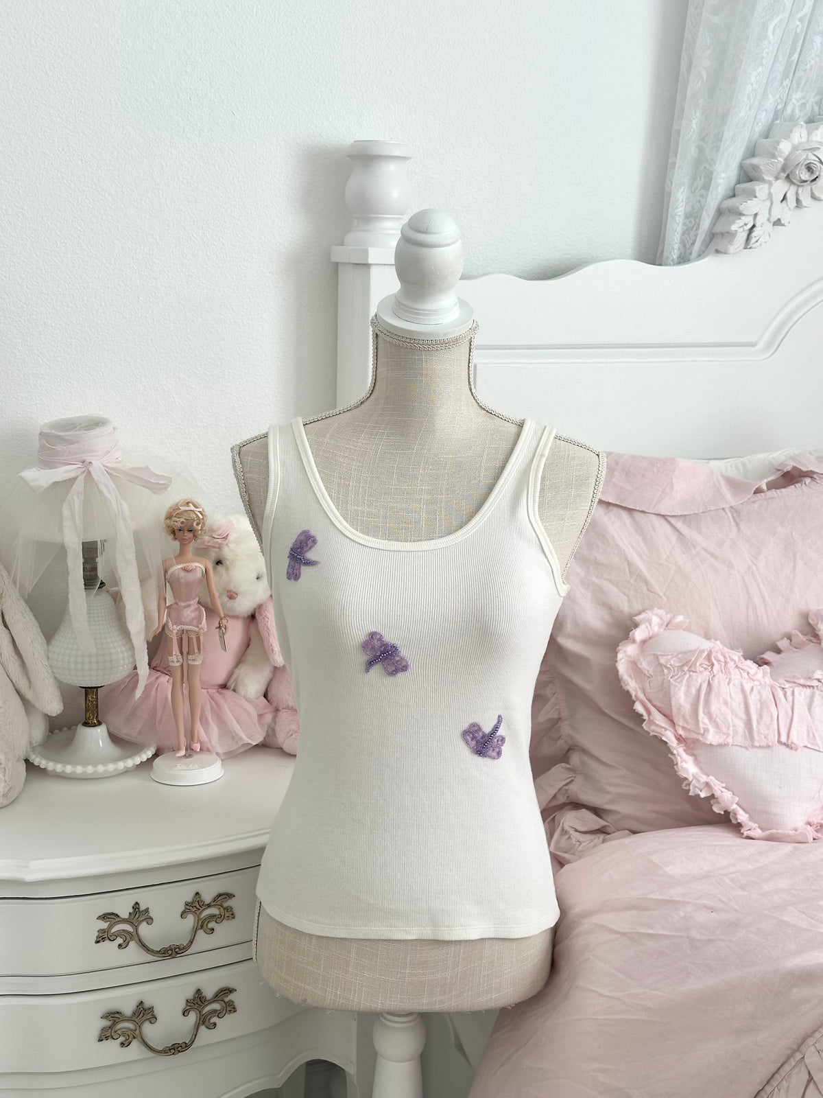 Vintage 2002 Victoria’s Secret White Butterfly Tank Top Size M