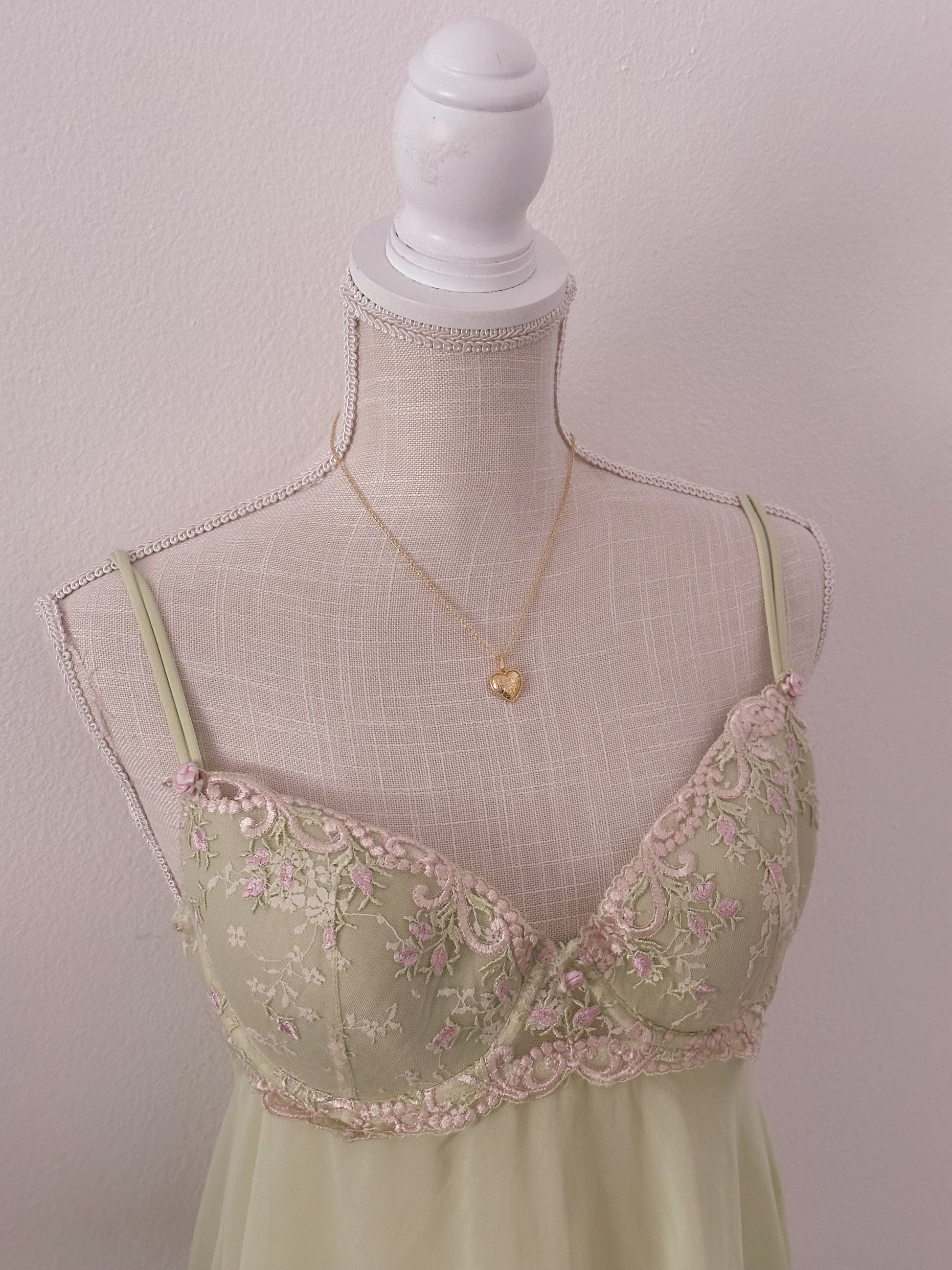 Vintage Delicates green enchanted fairy babydoll slip dress size: M