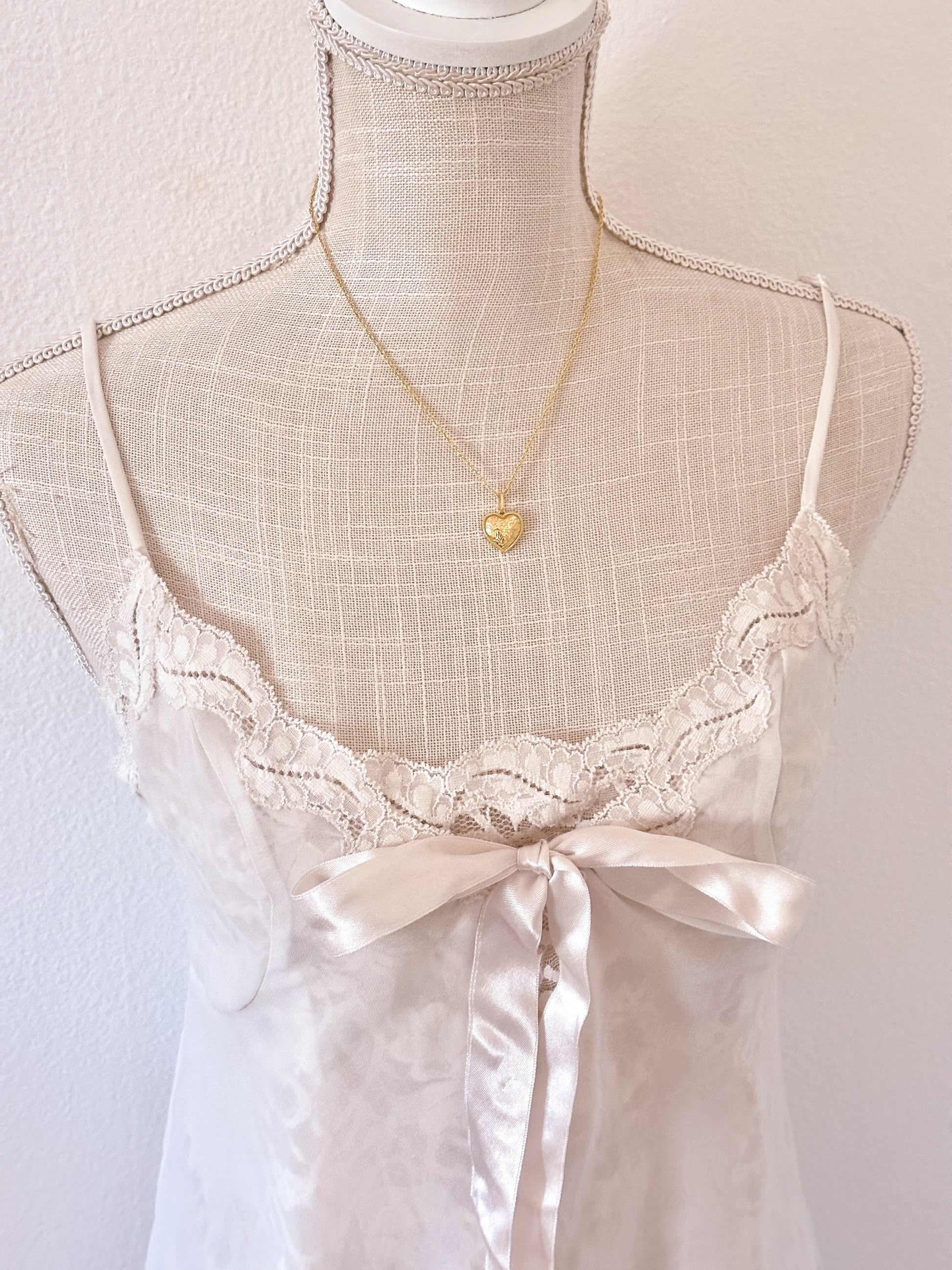 Vintage 1990s Victoria’s Secret White Shabby Chic Babydoll Slip Dress Size: S