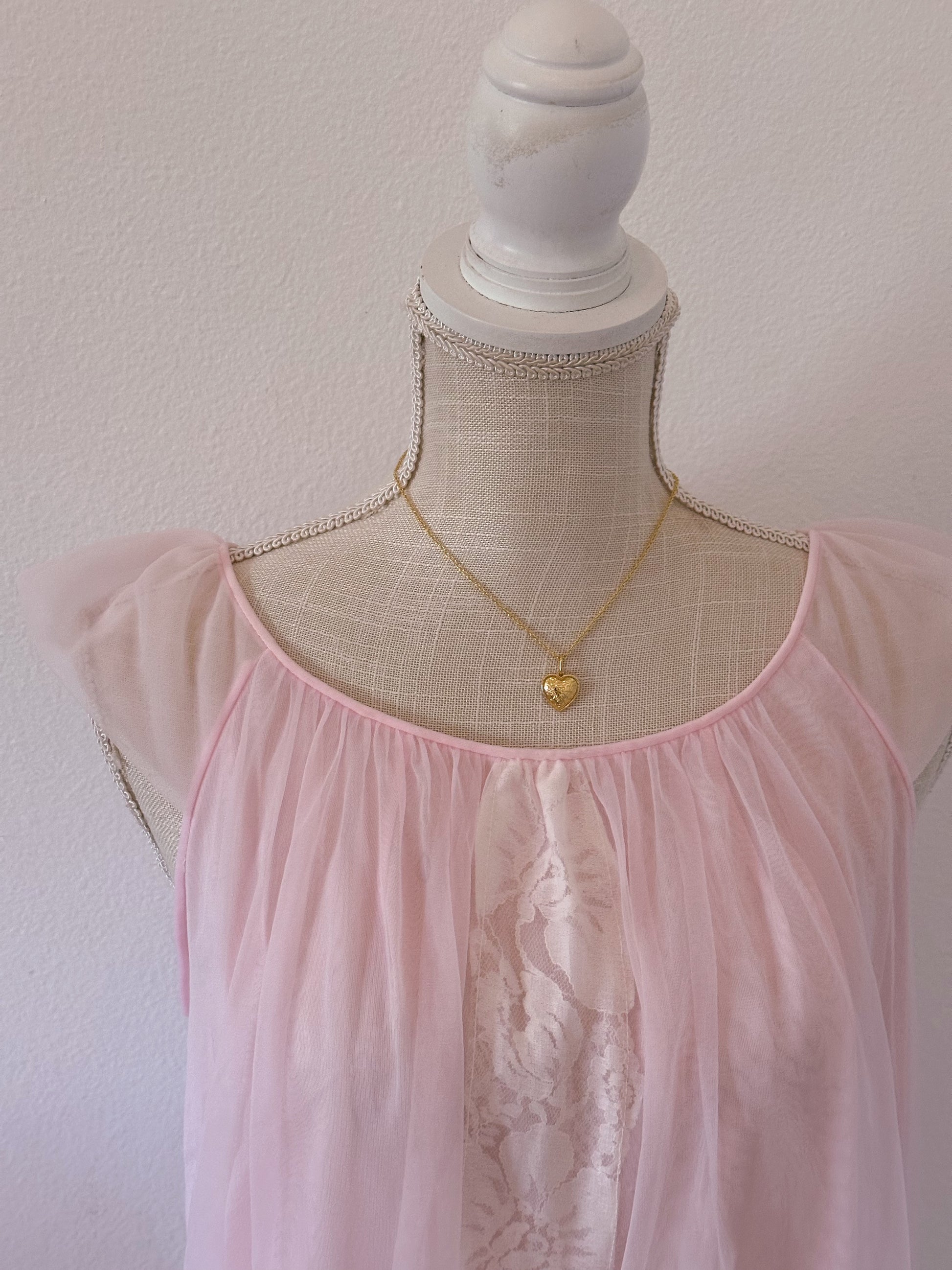 Vintage 1950s pink babydoll nightgown size: S