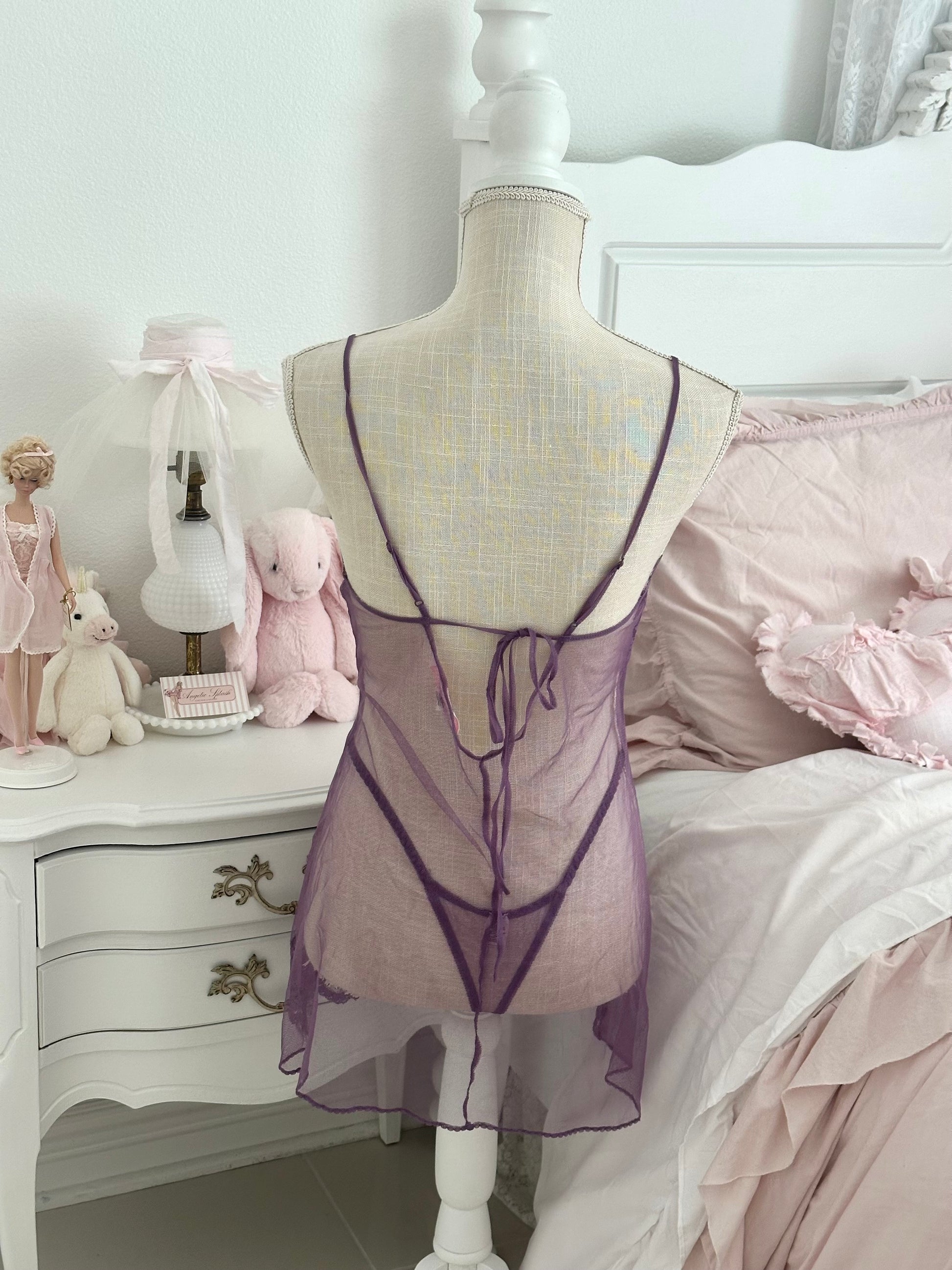 Vintage 2001 Victoria’s Secret Purple Slip Dress & Thong Set Size: S