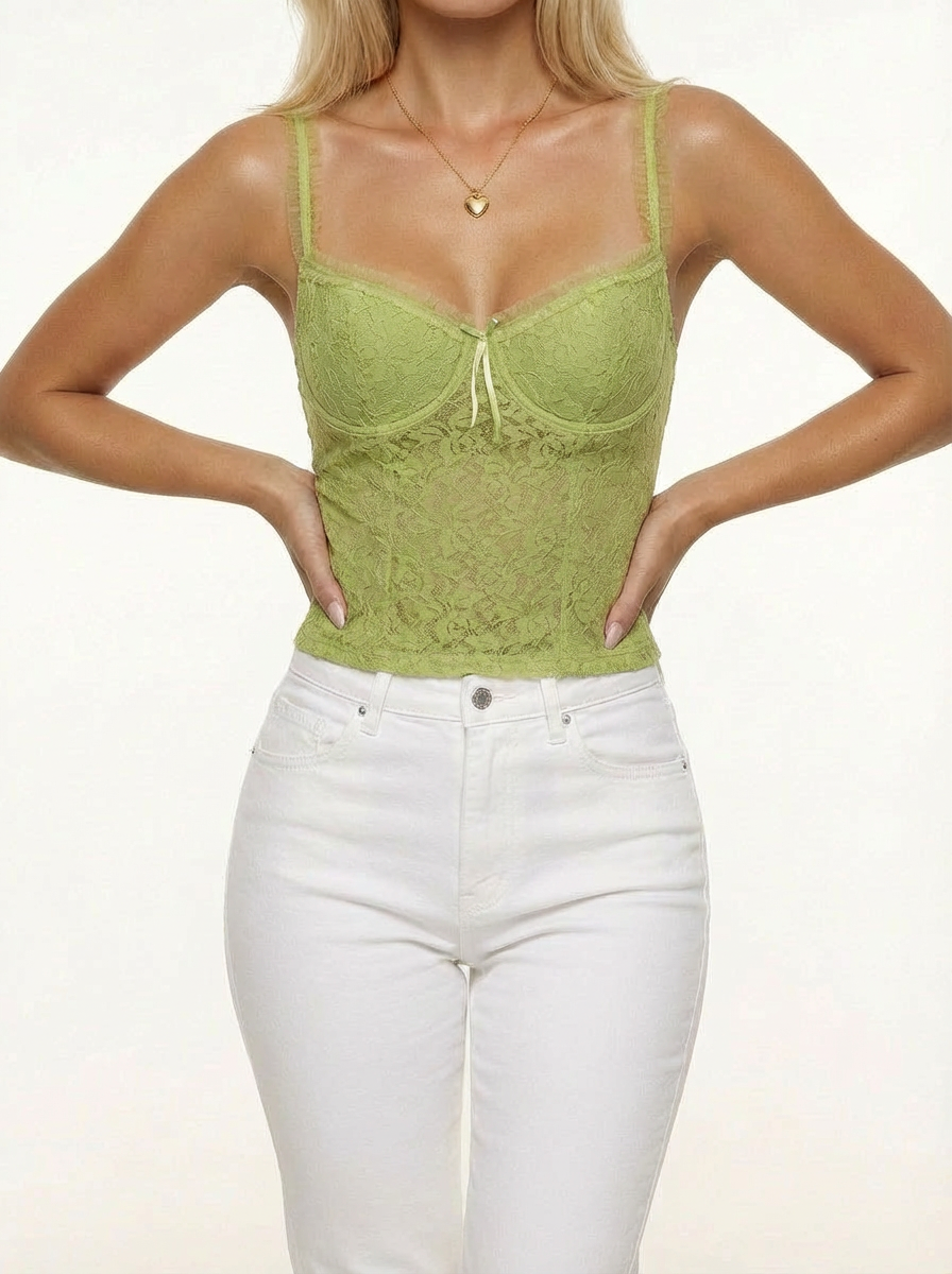 Vintage matcha green bustier corset cami top size: 36 C
