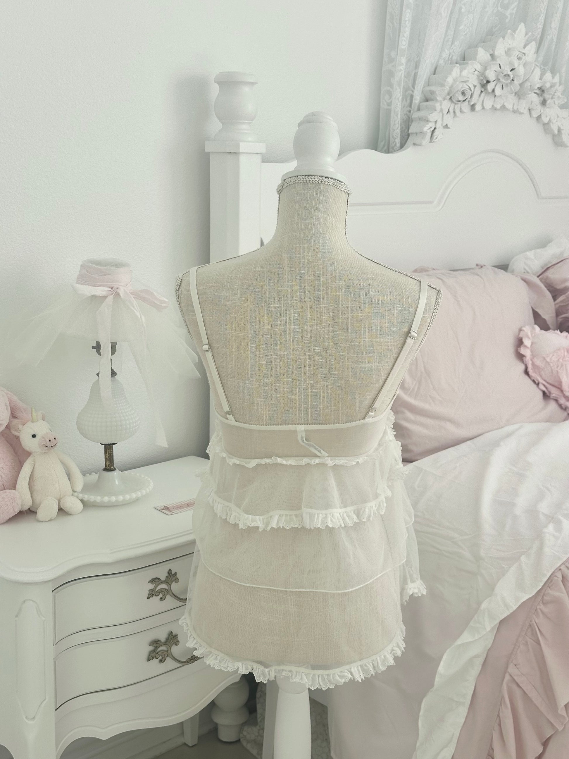 Vintage 2011 Victoria’s Secret Bridal Tiered Shabby Chic Babydoll Top Size: 34B
