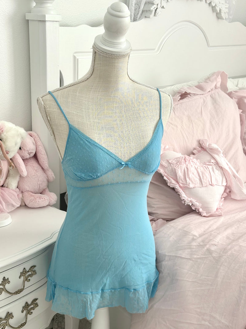 Vintage 2006 Victoria’s Secret Angels Collection Sheer Blue Babydoll Mini Dress Size XS