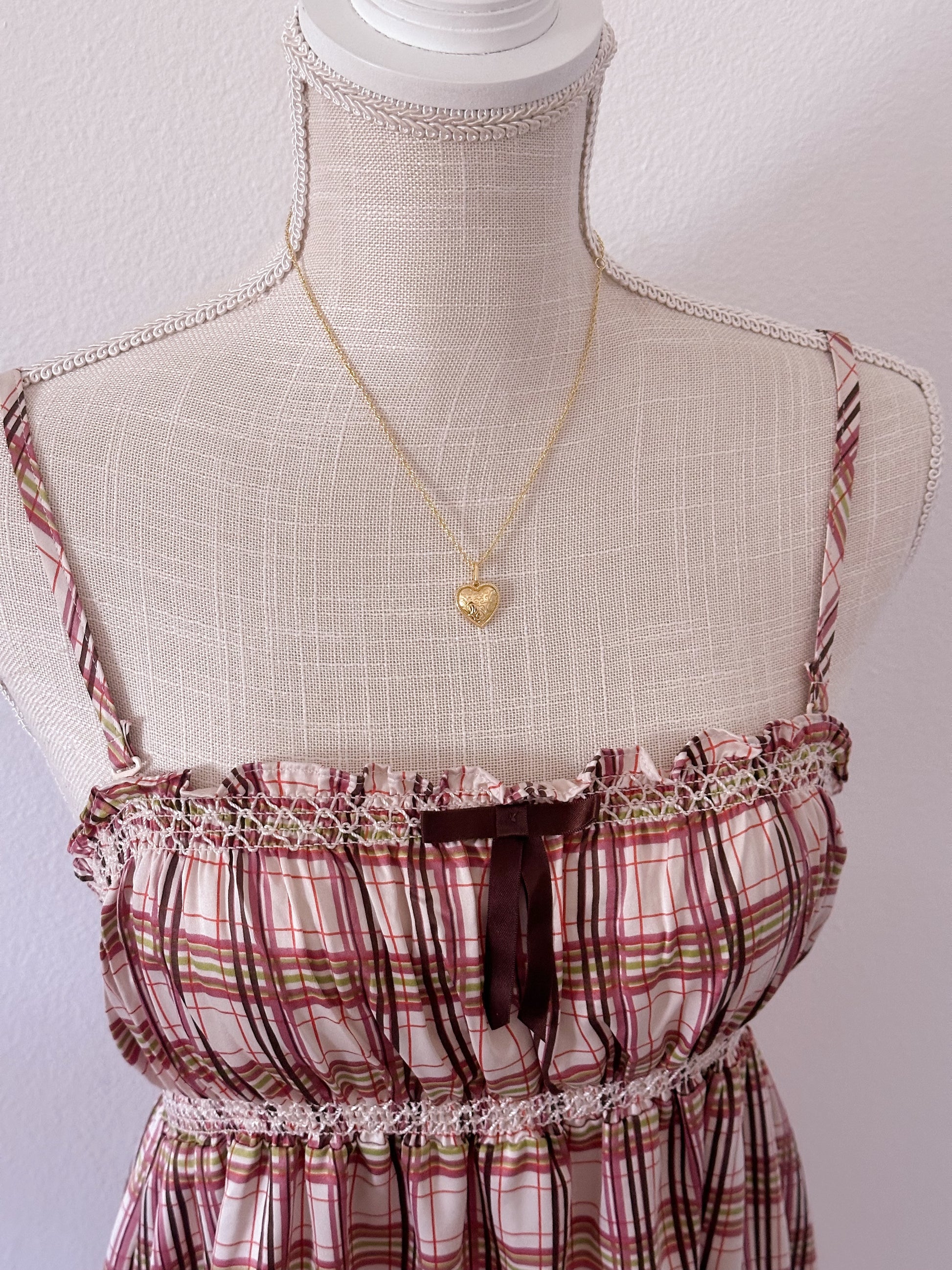 Vintage Victoria's Secret 2009 Brown plaid baby doll slip dress size: M