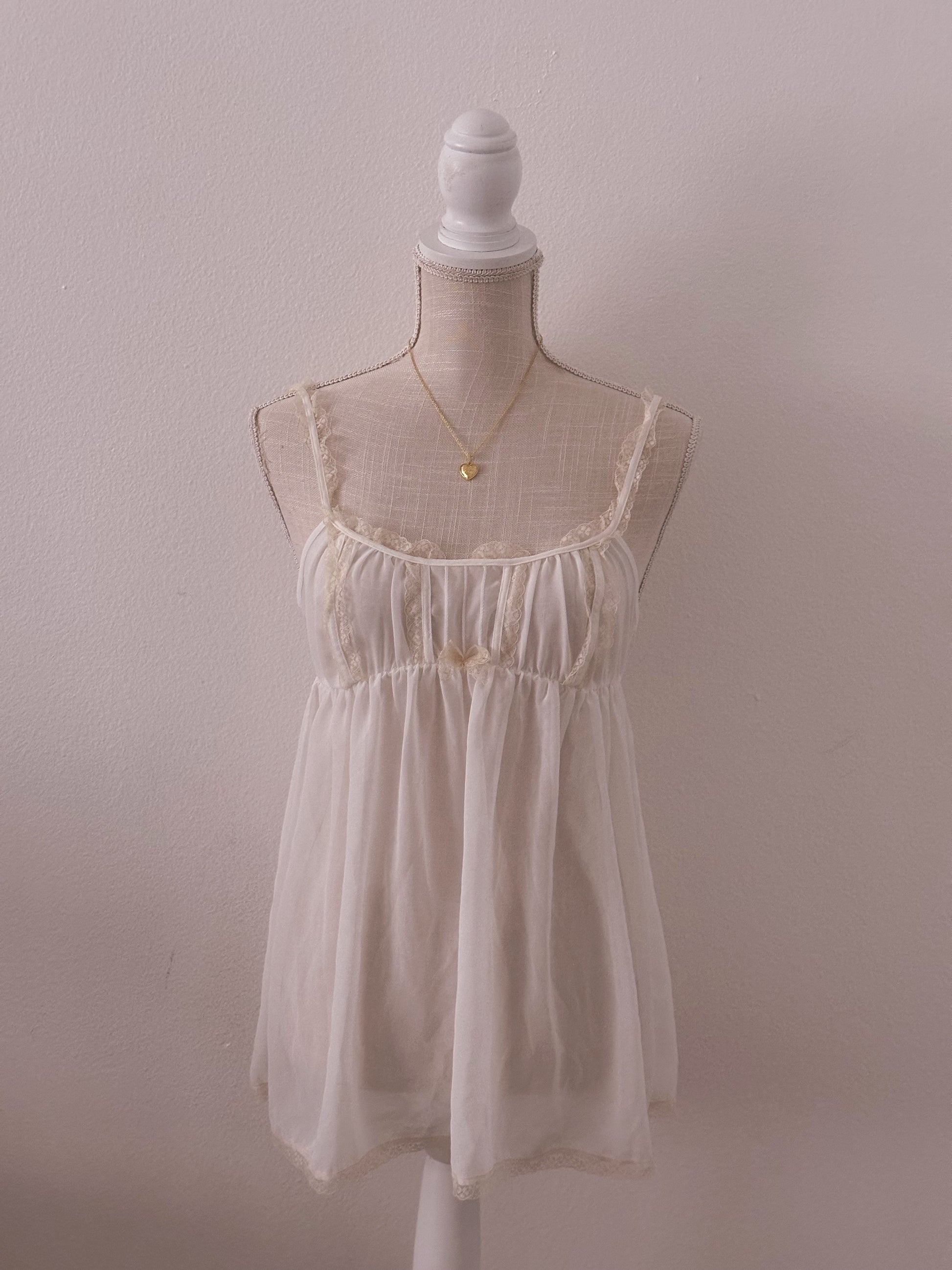 Victoria's Secret white milk made babydoll sheer cami top size: S