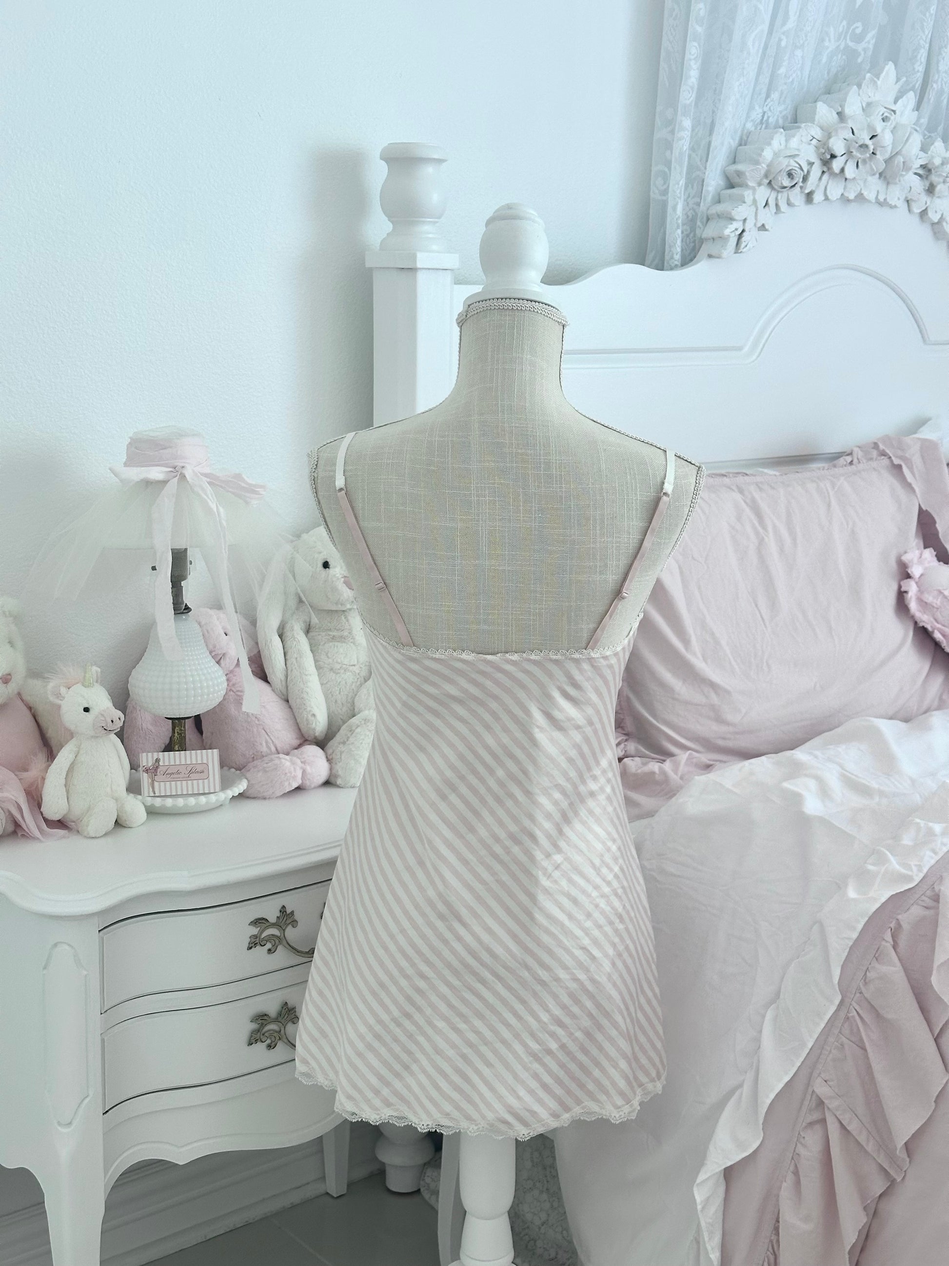 Vintage 2012 Victoria’s Secret Pink & White Stripe Babydoll Slip Dress Size: XS