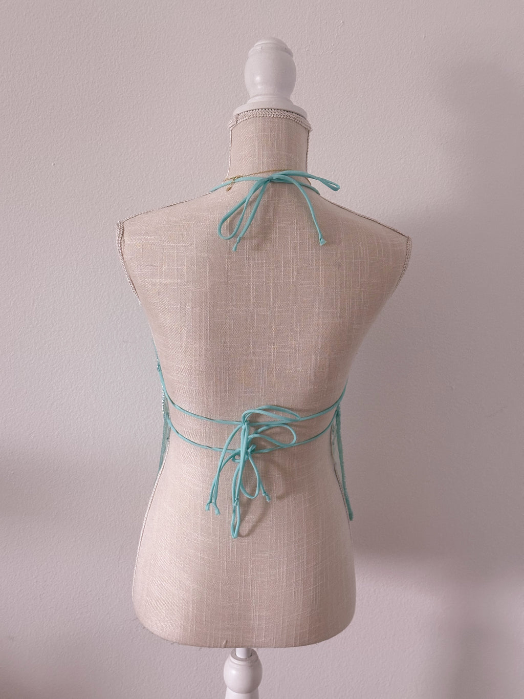 Vintage Wet Seal 1990s blue sequin halter top Size: S