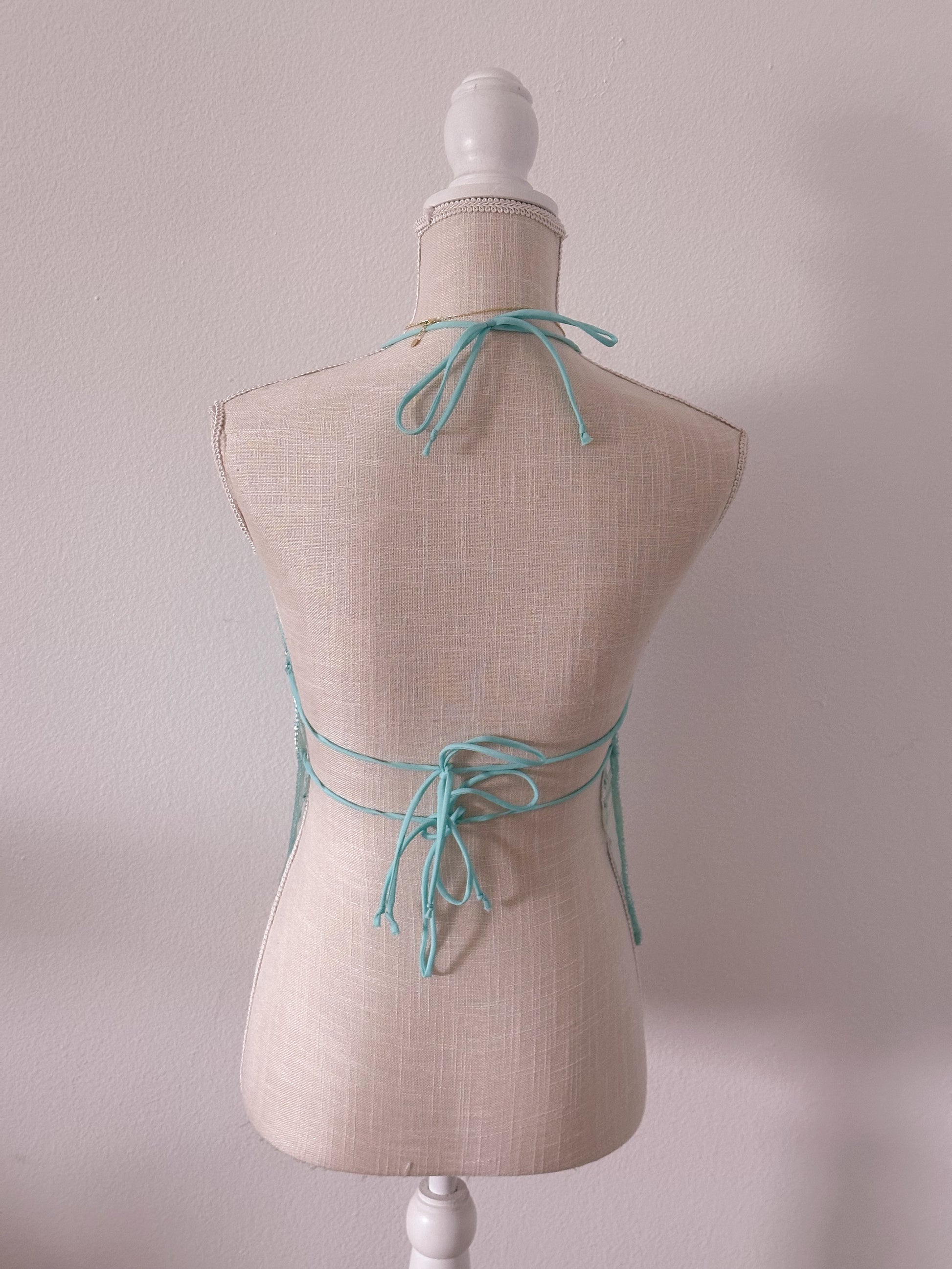 Vintage Wet Seal 1990s blue sequin halter top Size: S