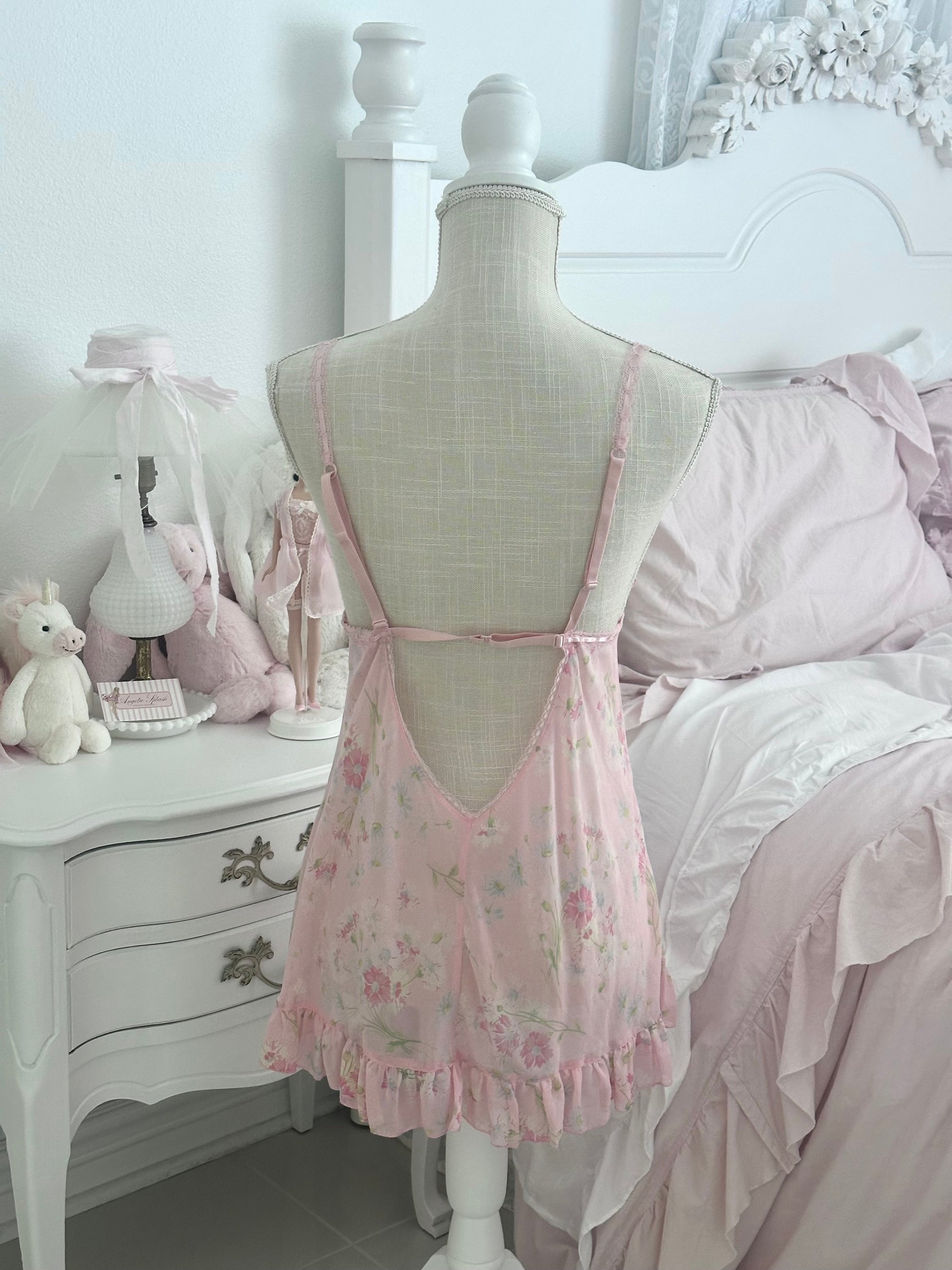 Vintage 2003 Victoria’s Secret Pink Floral Babydoll Slip Dress Size: M
