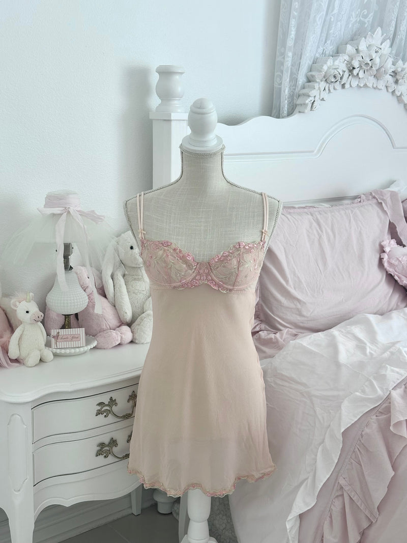Vintage 1999 Victoria’s Secret Peach Silk Slip Dress Size: S