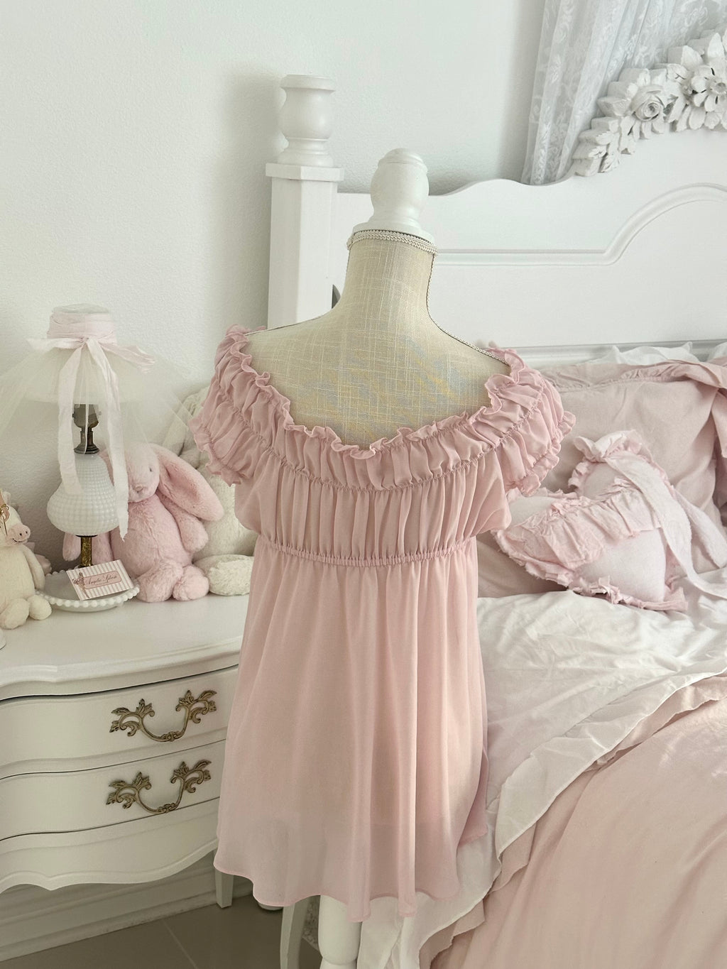 Vintage Vs size S from 2002 sheer pink babydoll pink ruffle milkmaid
