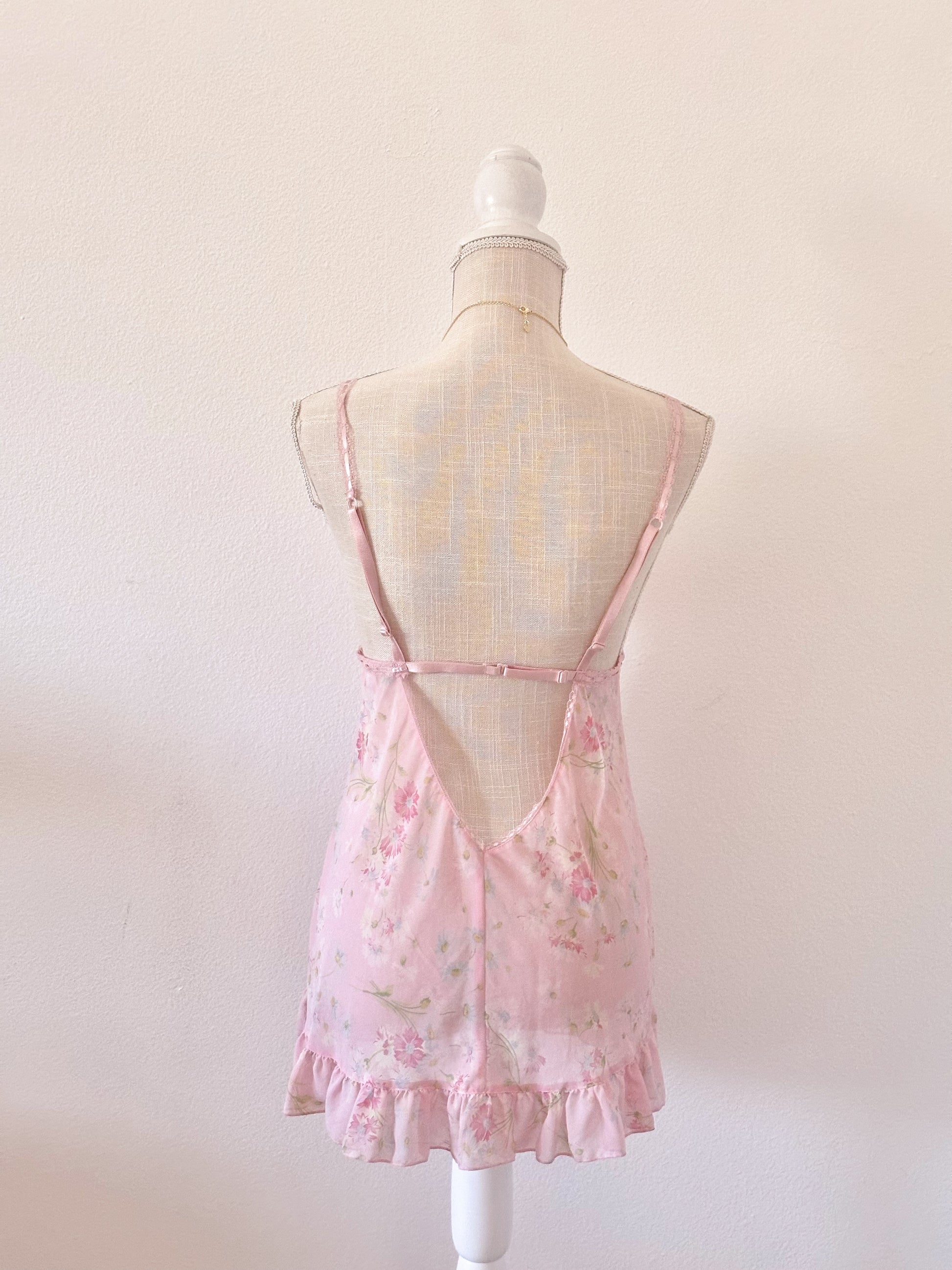 Vintage 2003 Victoria’s Secret Pink Floral Babydoll Slip Dress Size: M