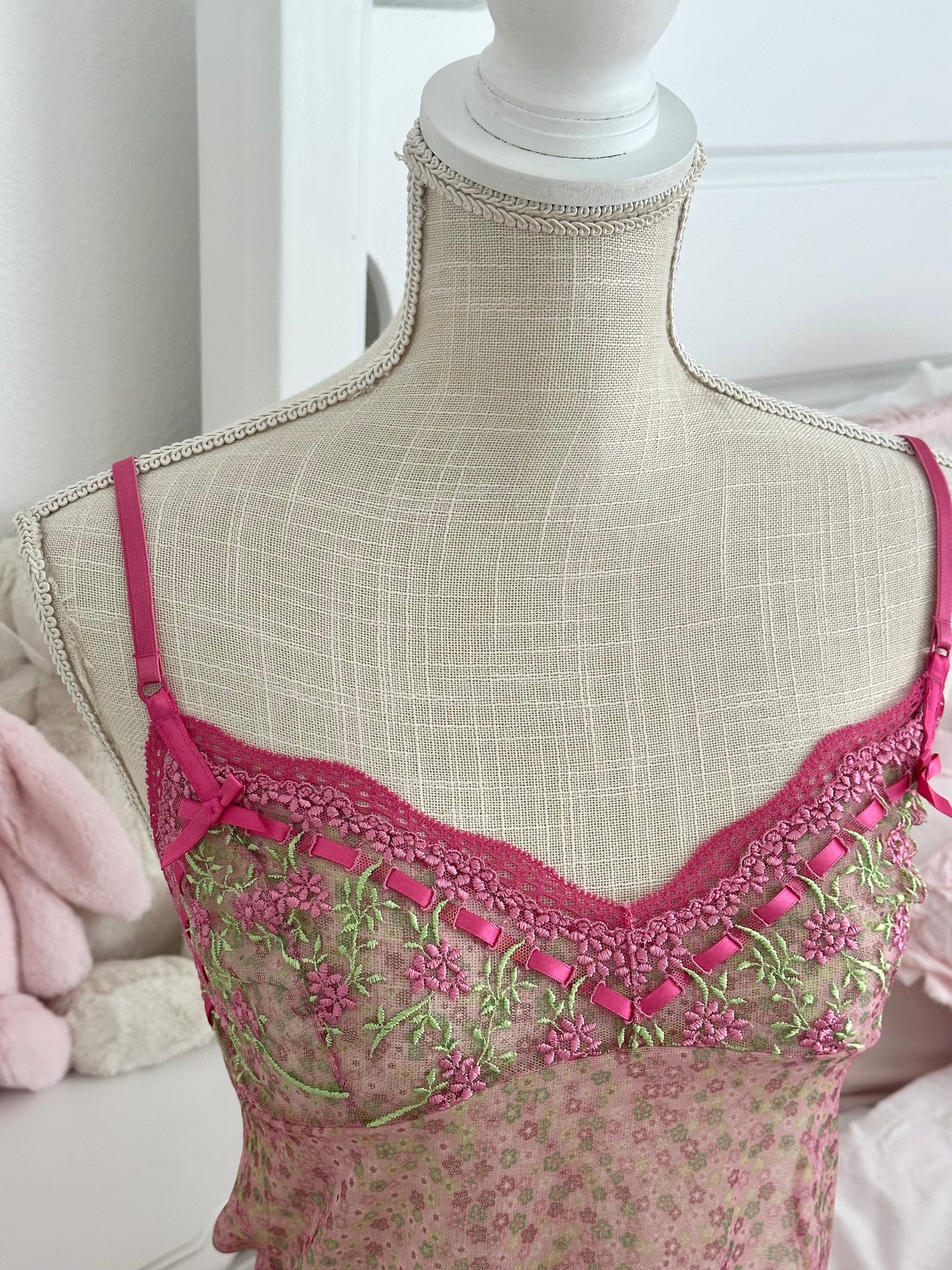 Vintage 2005 Victoria’s Secret Angels Collection Pink & Green Sheer Cami Top Size: M