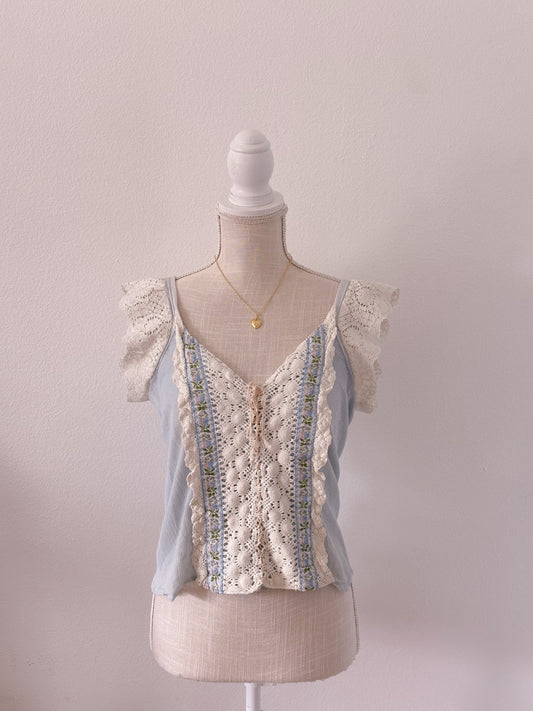 Shabby chic blue cami top size: M