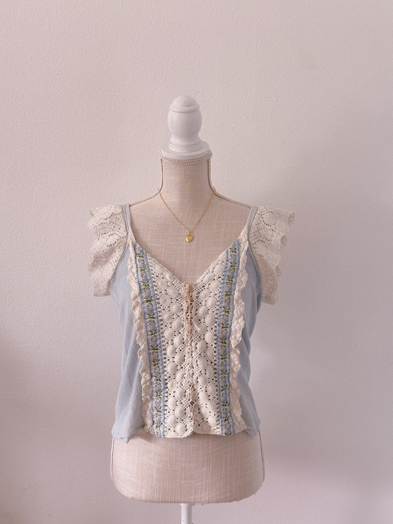 Shabby chic blue cami top size: M