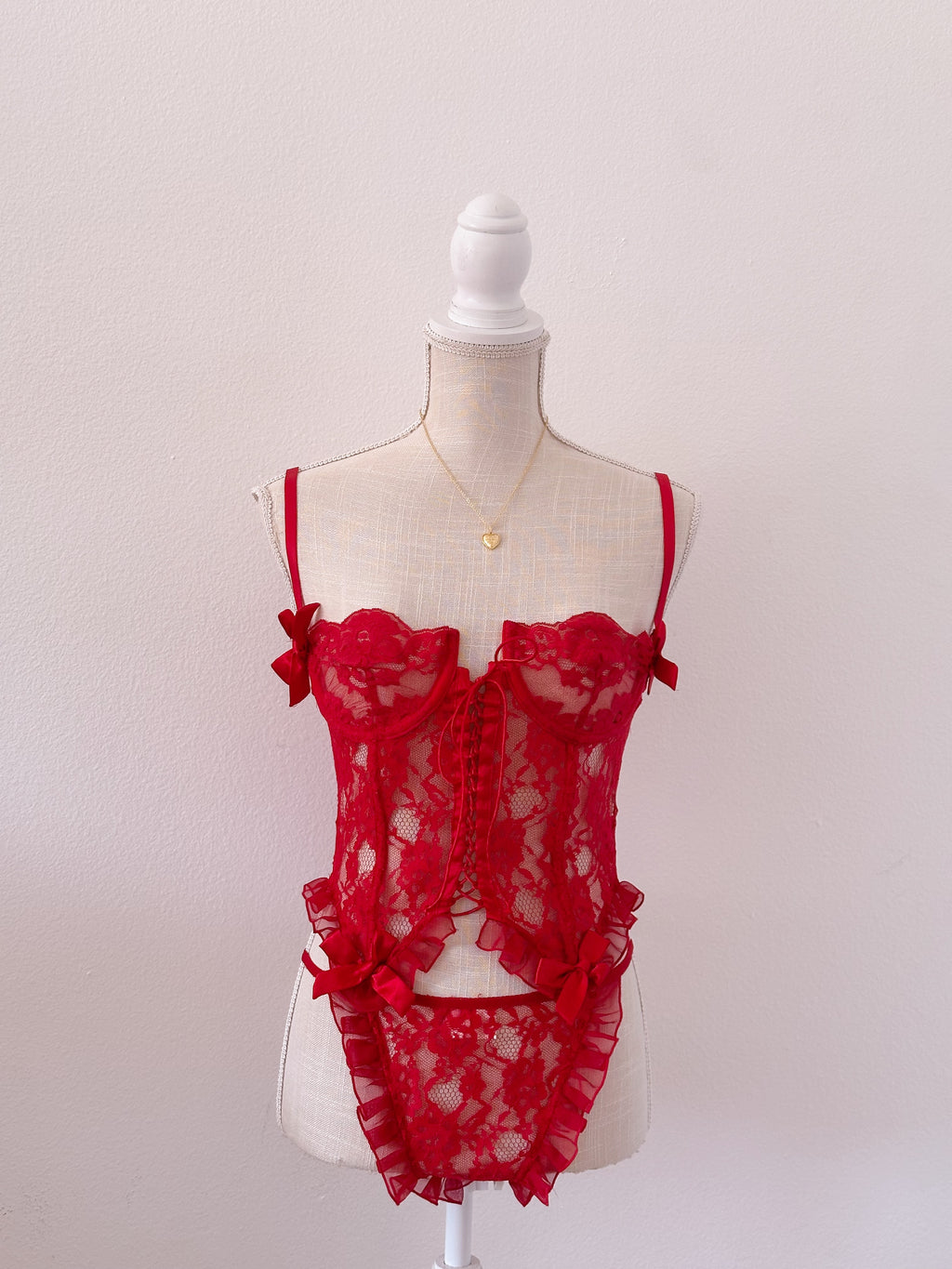 Vintage Victoria's Secret 1970s Gold tag red lingerie set