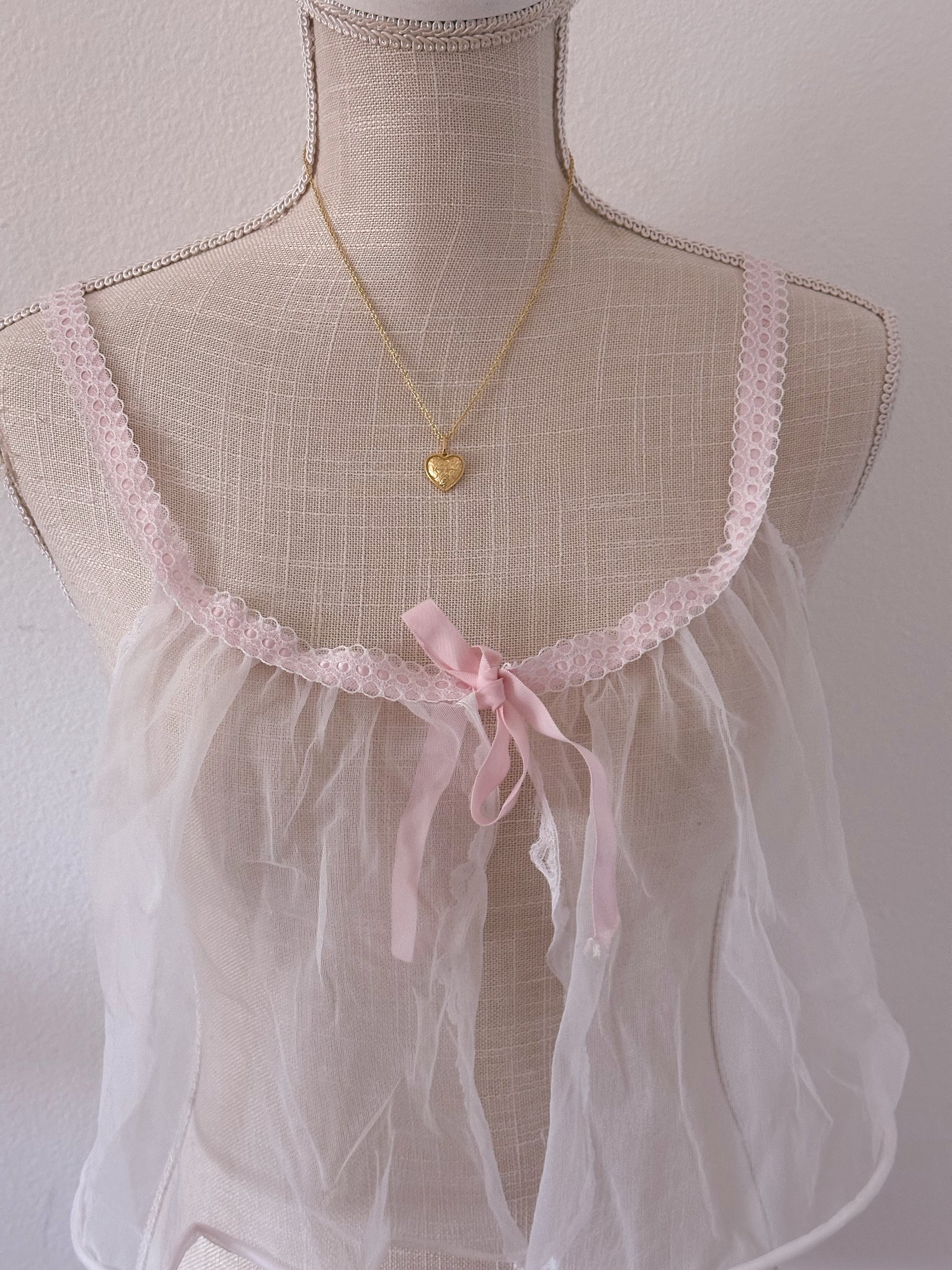 Vintage 90s Fredricks Of Hollywood white and pink cami cover up size: o/s