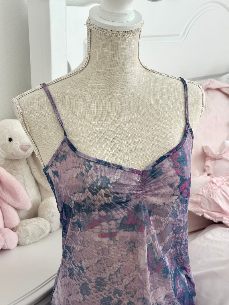 Vintage 2000 Victoria’s Secret Purple Print Slip Dress & Thong Set Size: S