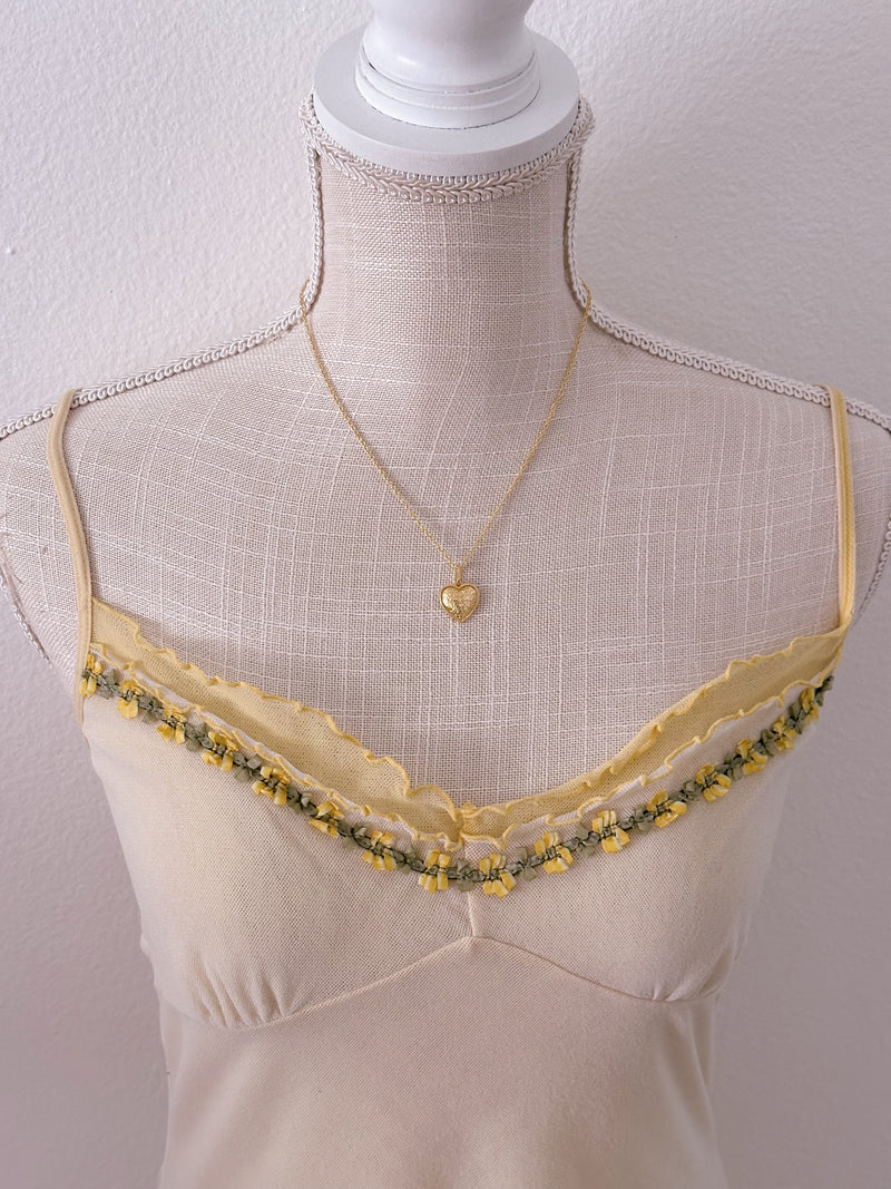 Vintage Victoria's Secret sheer yellow floral babydoll slip dress size: S