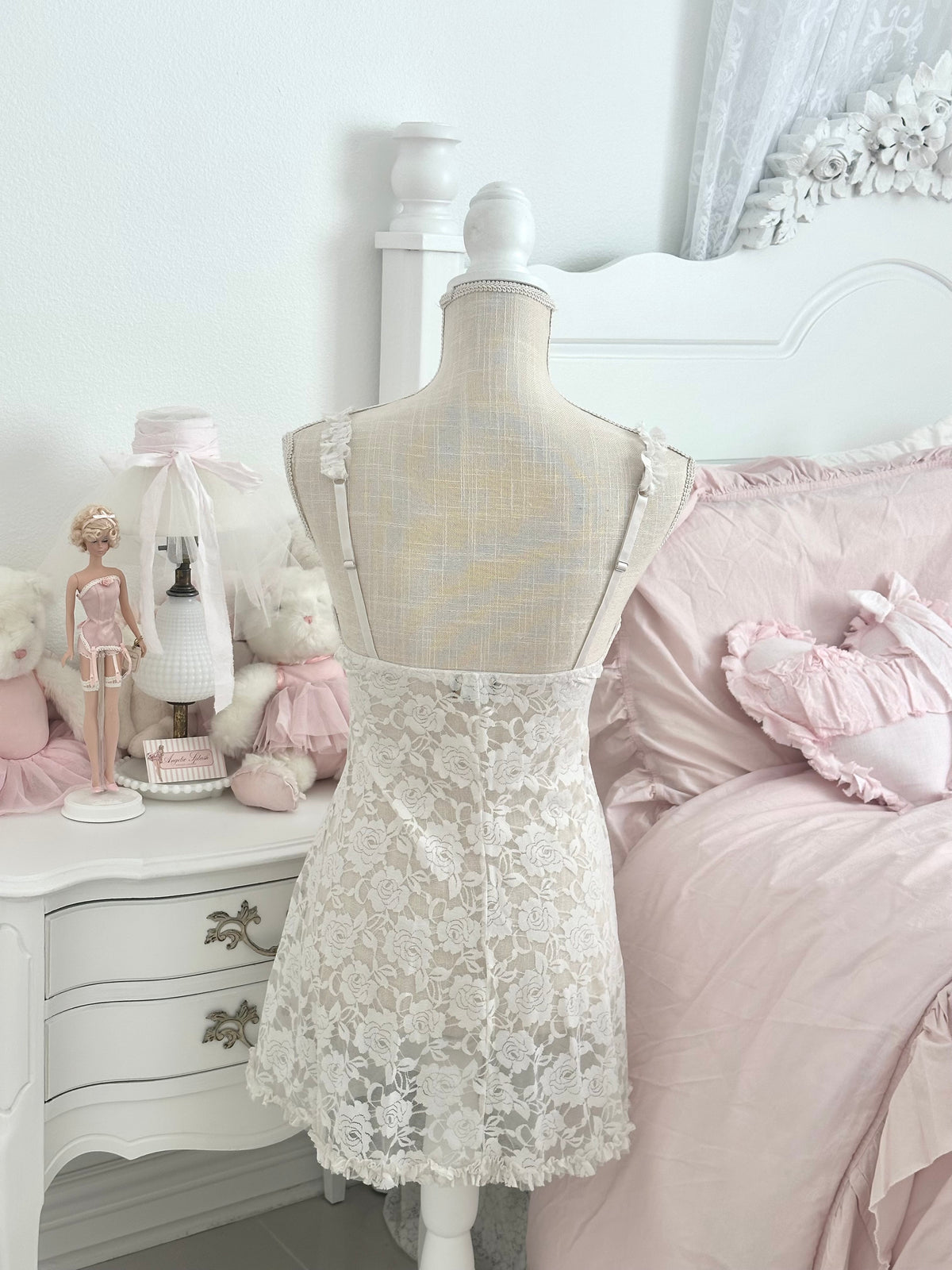Vintage Y2K Cinema Etoile White Lace Babydoll Dress Madison Beer Size M