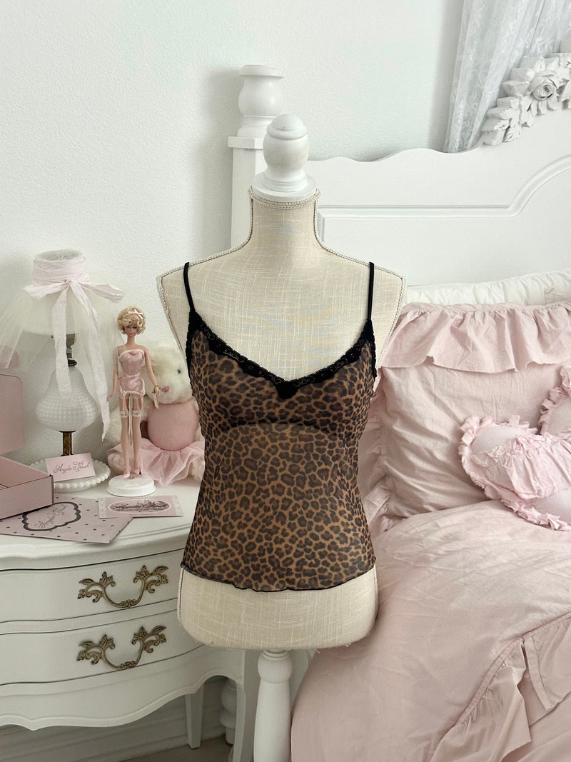 Vintage 2002 Victoria’s Secret Sheer Leopard Cami Top Size M